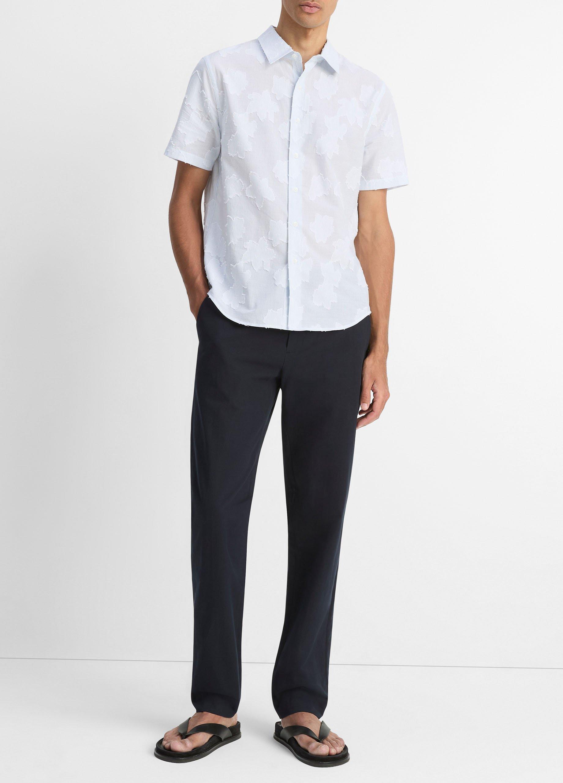 Fil Coupé Cotton Short-Sleeve Button-Front Shirt in Short