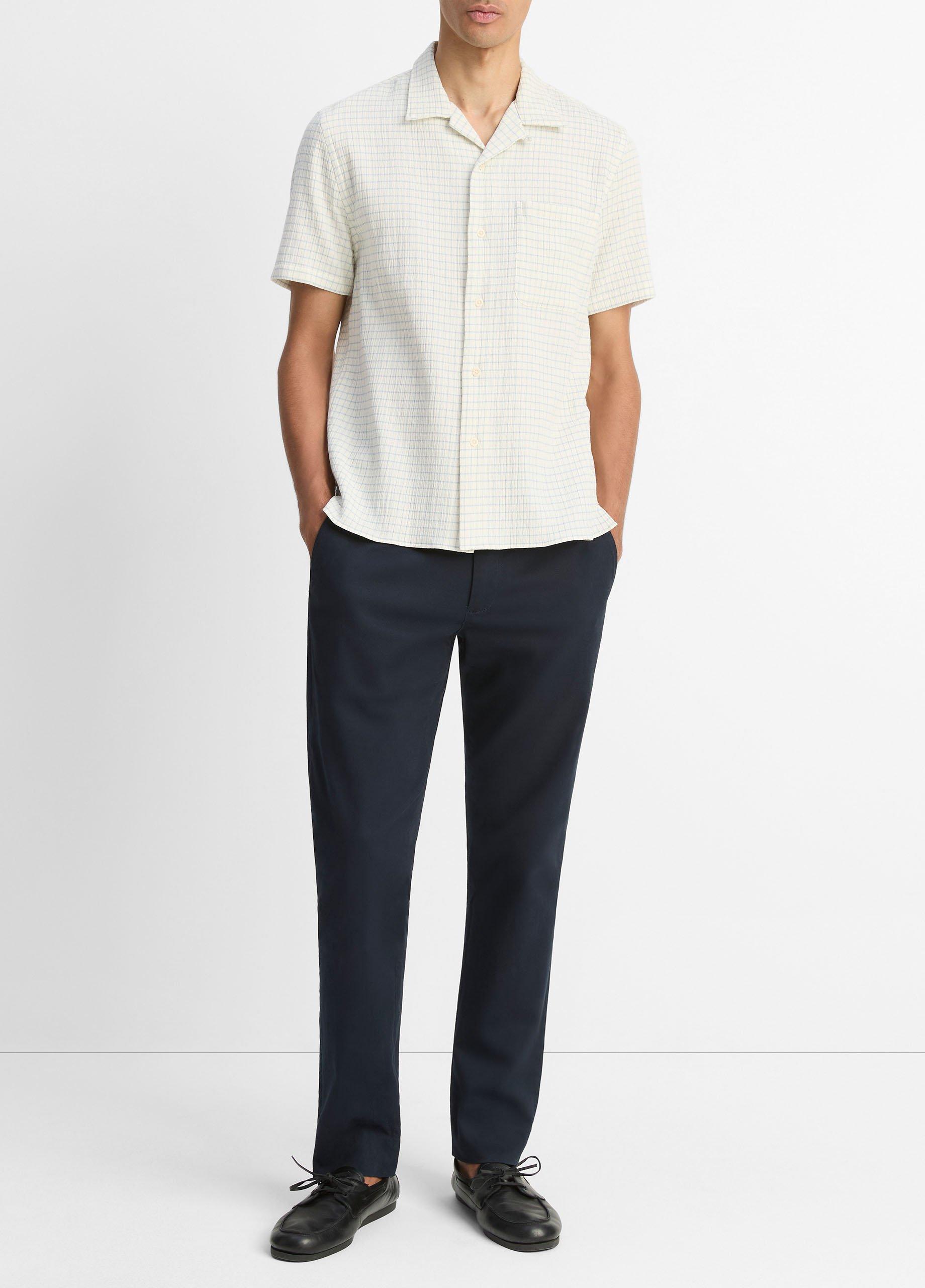 Provence Plaid Double-Face Italian Cotton Button-Front Shirt image number 3