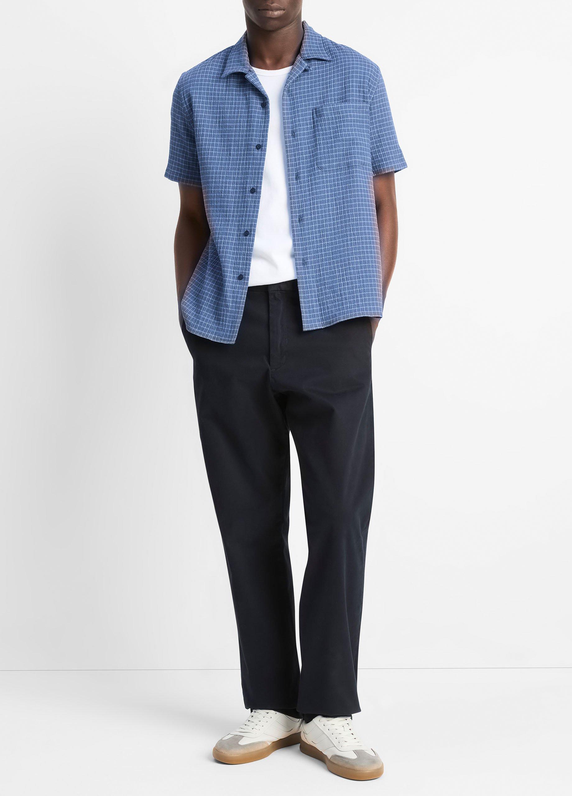 Provence Plaid Double-Face Italian Cotton Button-Front Shirt image number 3