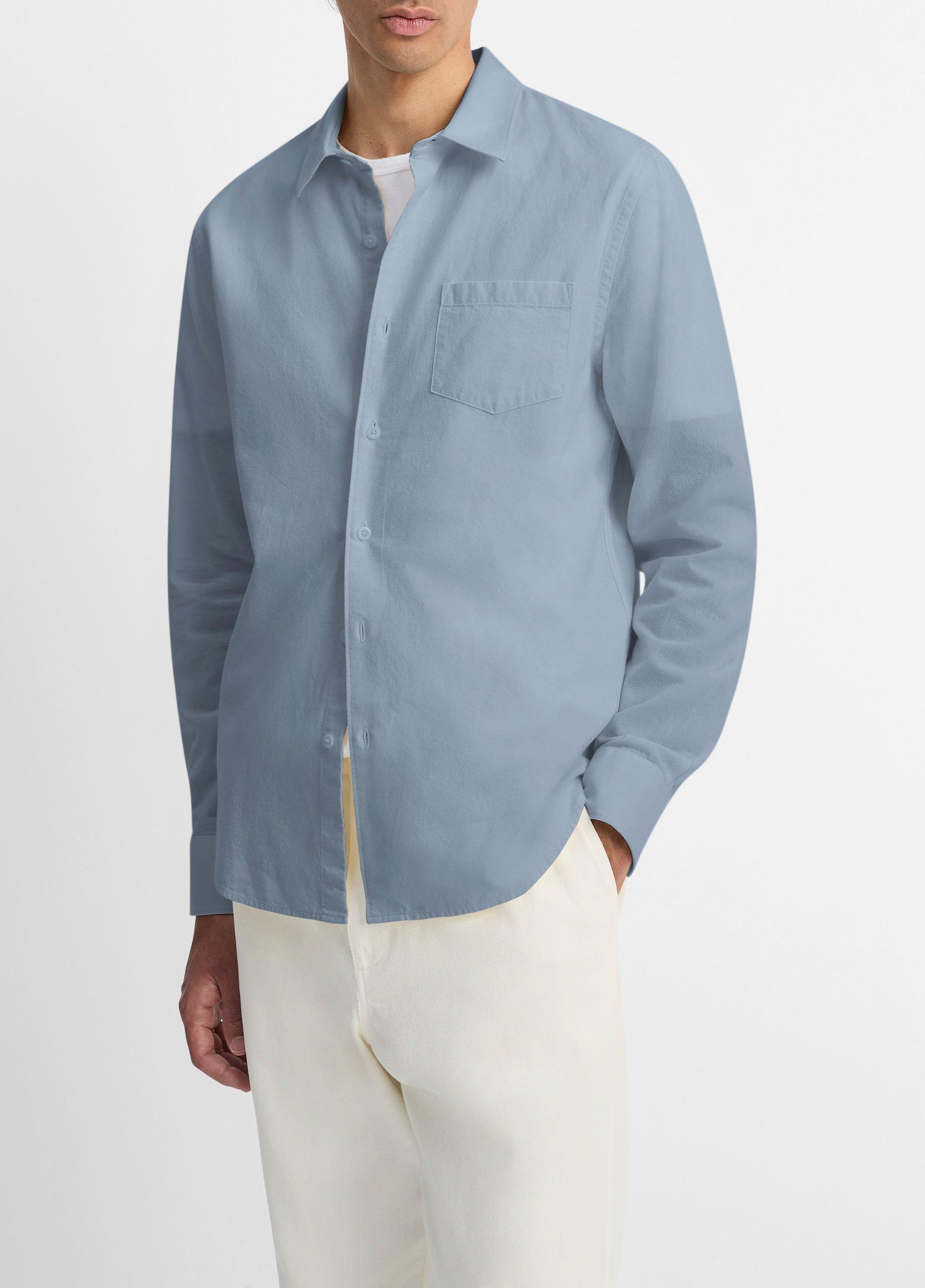 Cotton Chambray Button-Front Shirt image number 1