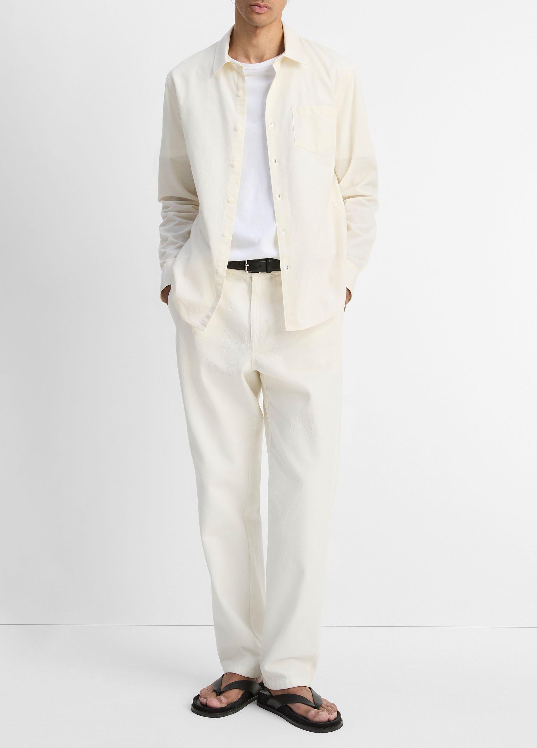 Cotton Chambray Button-Front Shirt image number 3