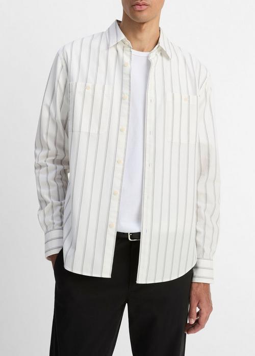 Port Stripe Cotton Button-Front Shirt