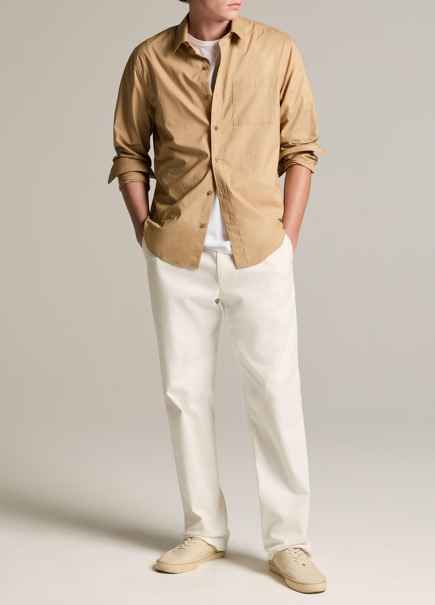 Cotton Poplin Button-Front Shirt image number 3
