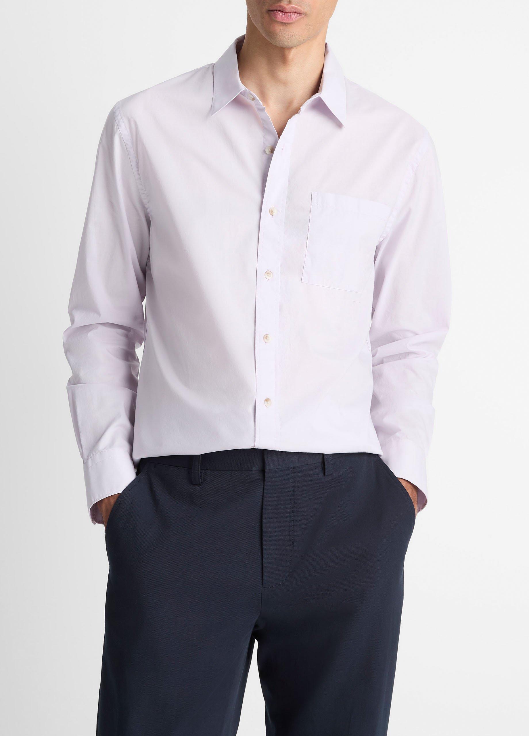 Men's Cotton Poplin Button-Front Shirt, Willow, Size M Vince