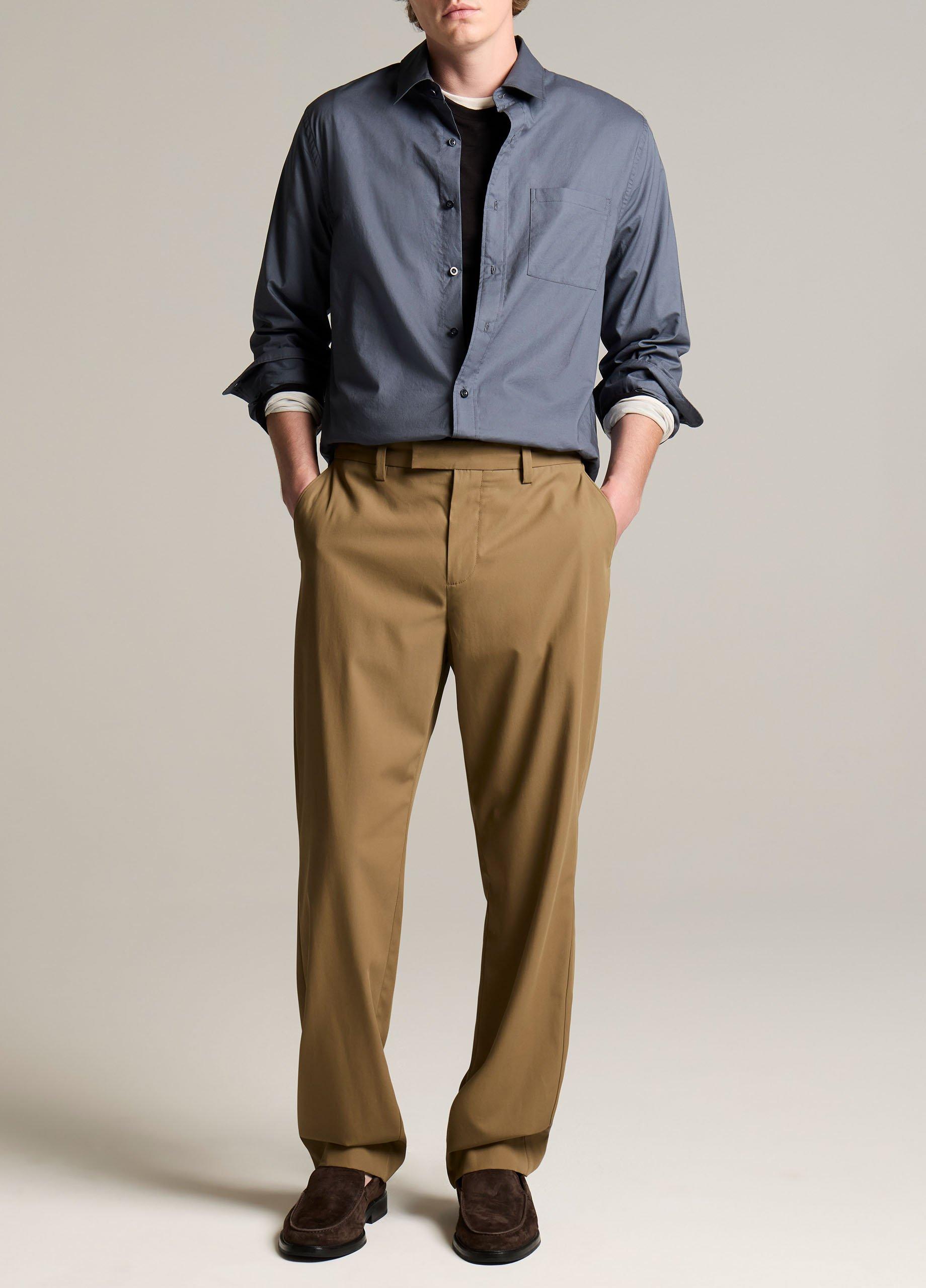 Cotton Poplin Button-Front Shirt image number 3