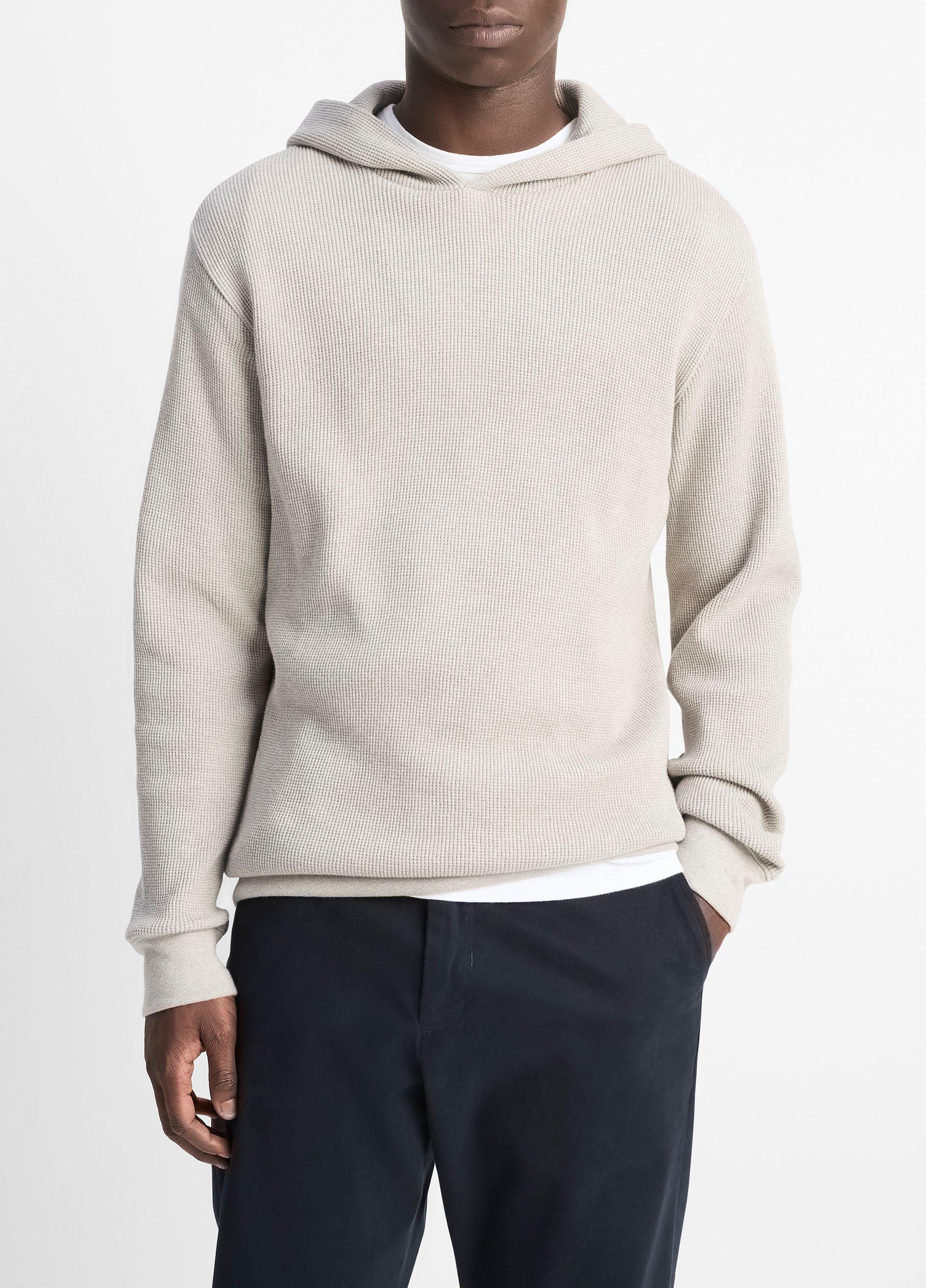 Men's Mouliné Pima Cotton Thermal Hoodie, Putty/off White, Size S Vince