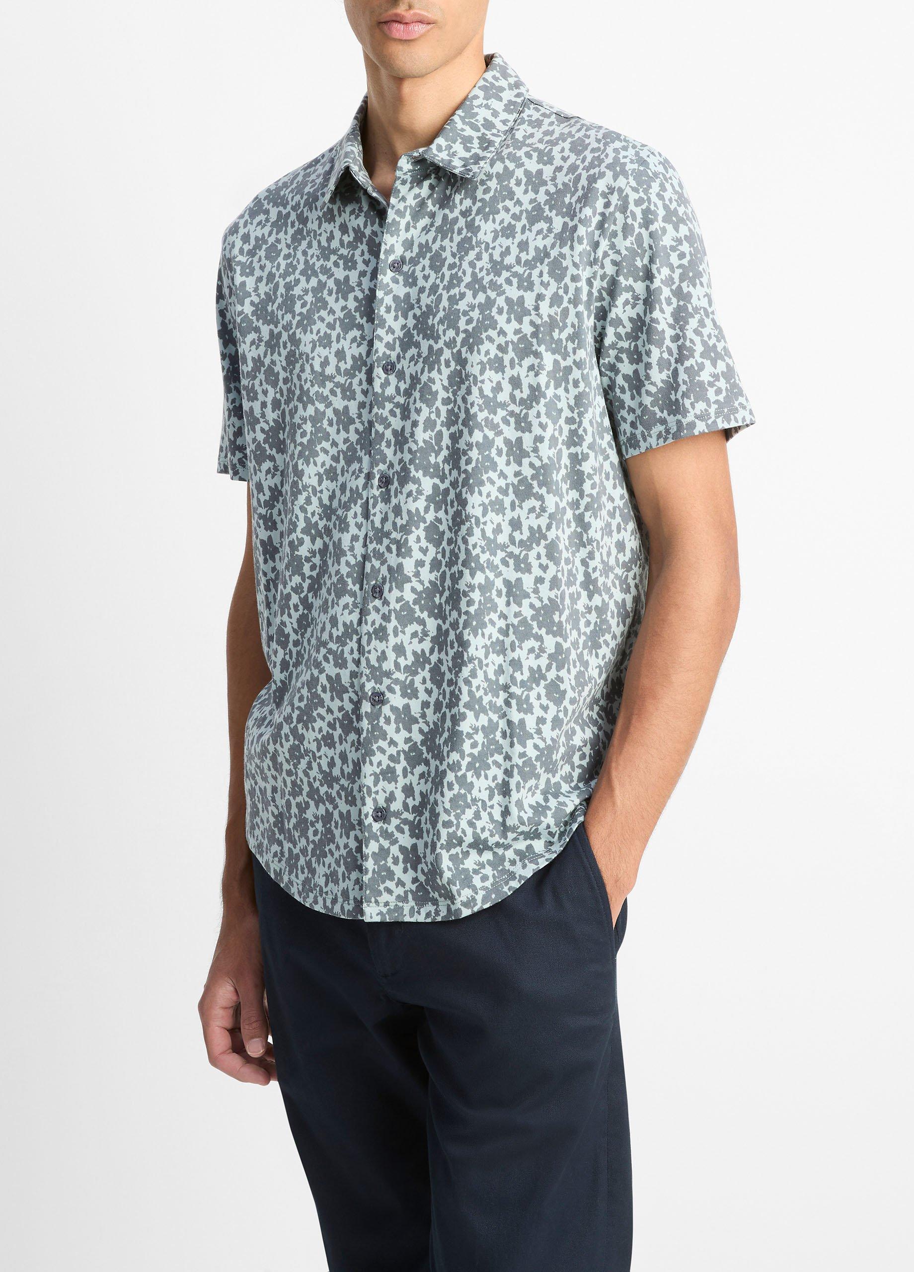 Floral Pima Cotton Short-Sleeve Button-Front Shirt image number 1