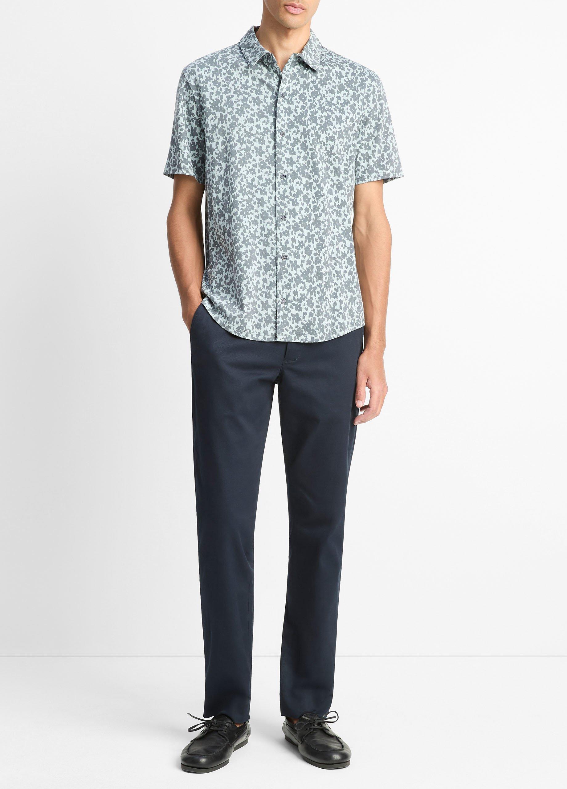 Floral Pima Cotton Short-Sleeve Button-Front Shirt image number 3