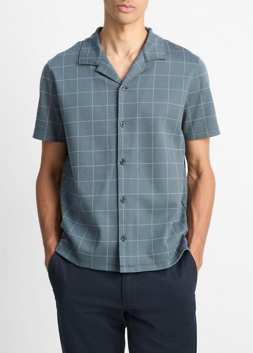 Windowpane Jacquard Cotton-Blend Cabana Shirt