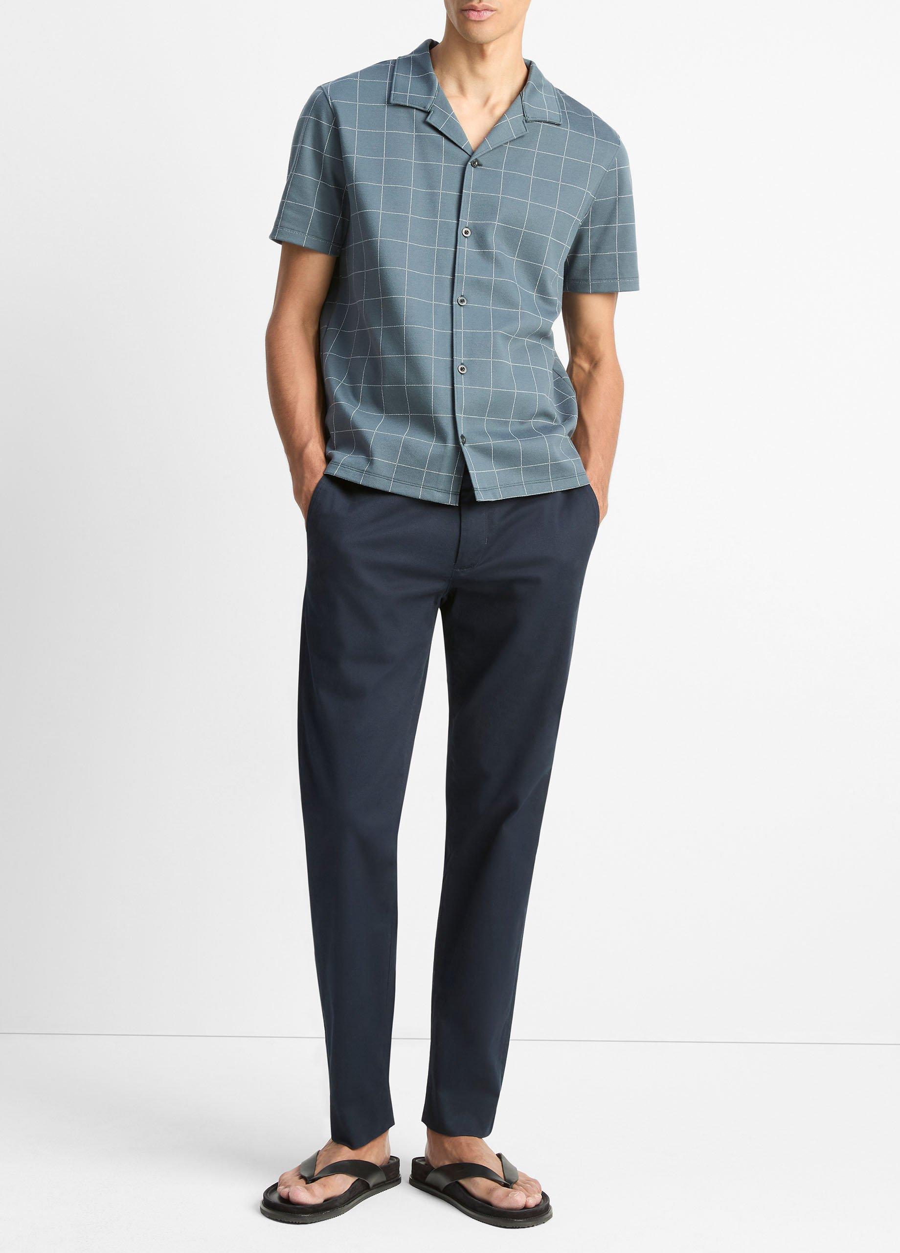 Windowpane Jacquard Cotton-Blend Cabana Shirt in Short