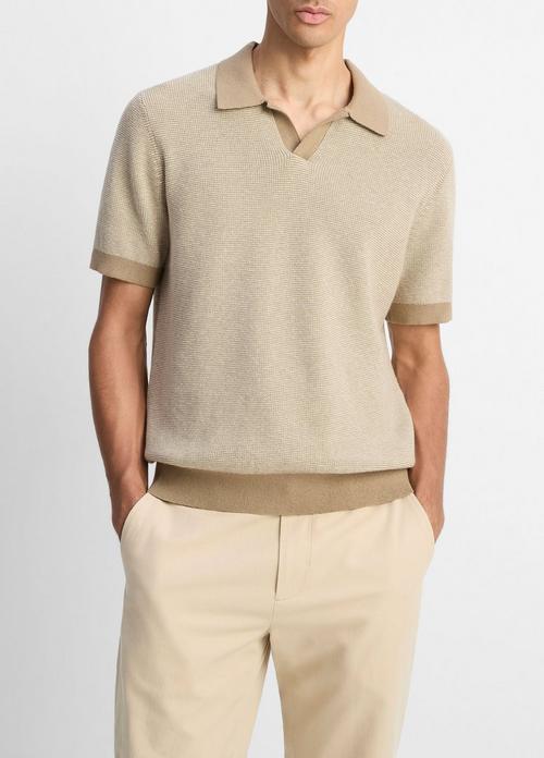 Colorblocked Feed-Stripe Cotton-Cashmere Johnny-Collar Sweater