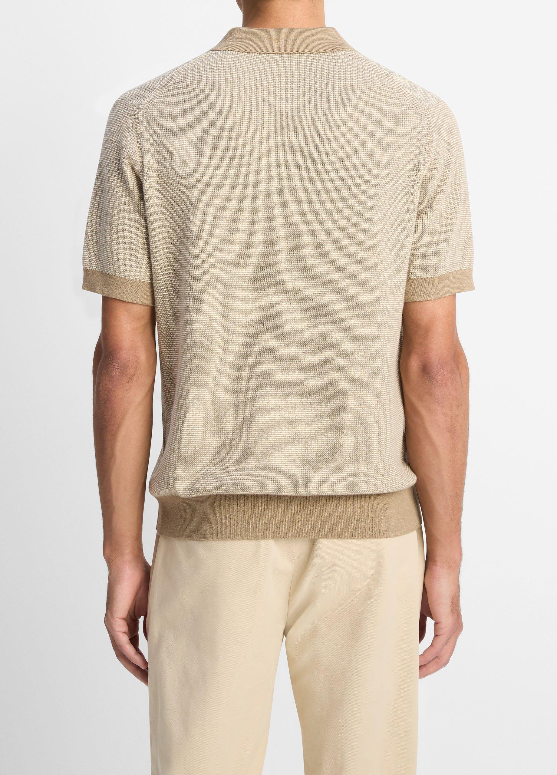 Colorblocked Feed-Stripe Cotton-Cashmere Johnny-Collar Sweater image number 2