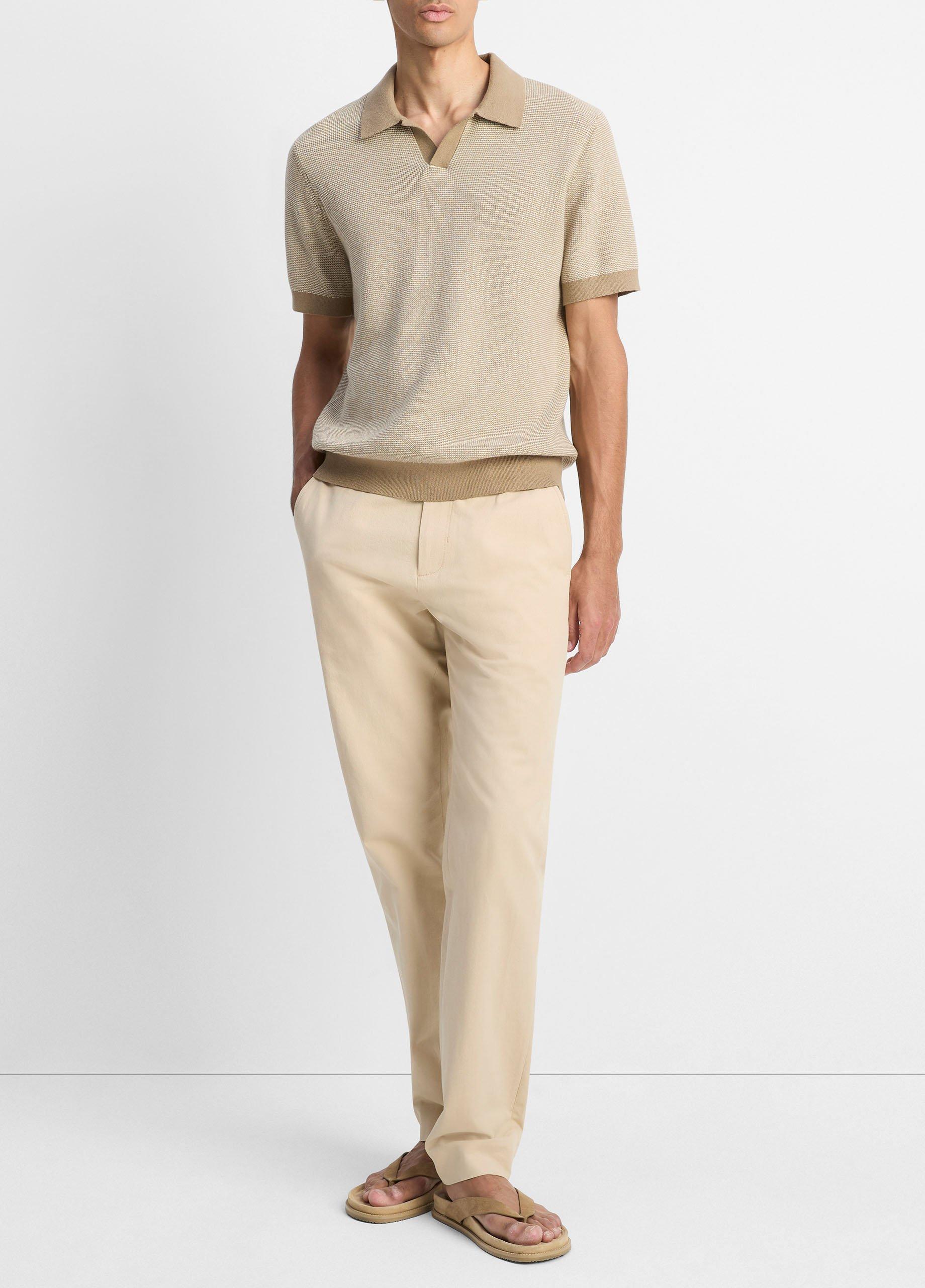 Colorblocked Feed-Stripe Cotton-Cashmere Johnny-Collar Sweater image number 3