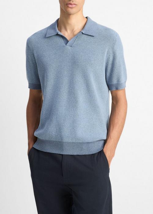 Colorblocked Feed-Stripe Cotton-Cashmere Johnny-Collar Sweater