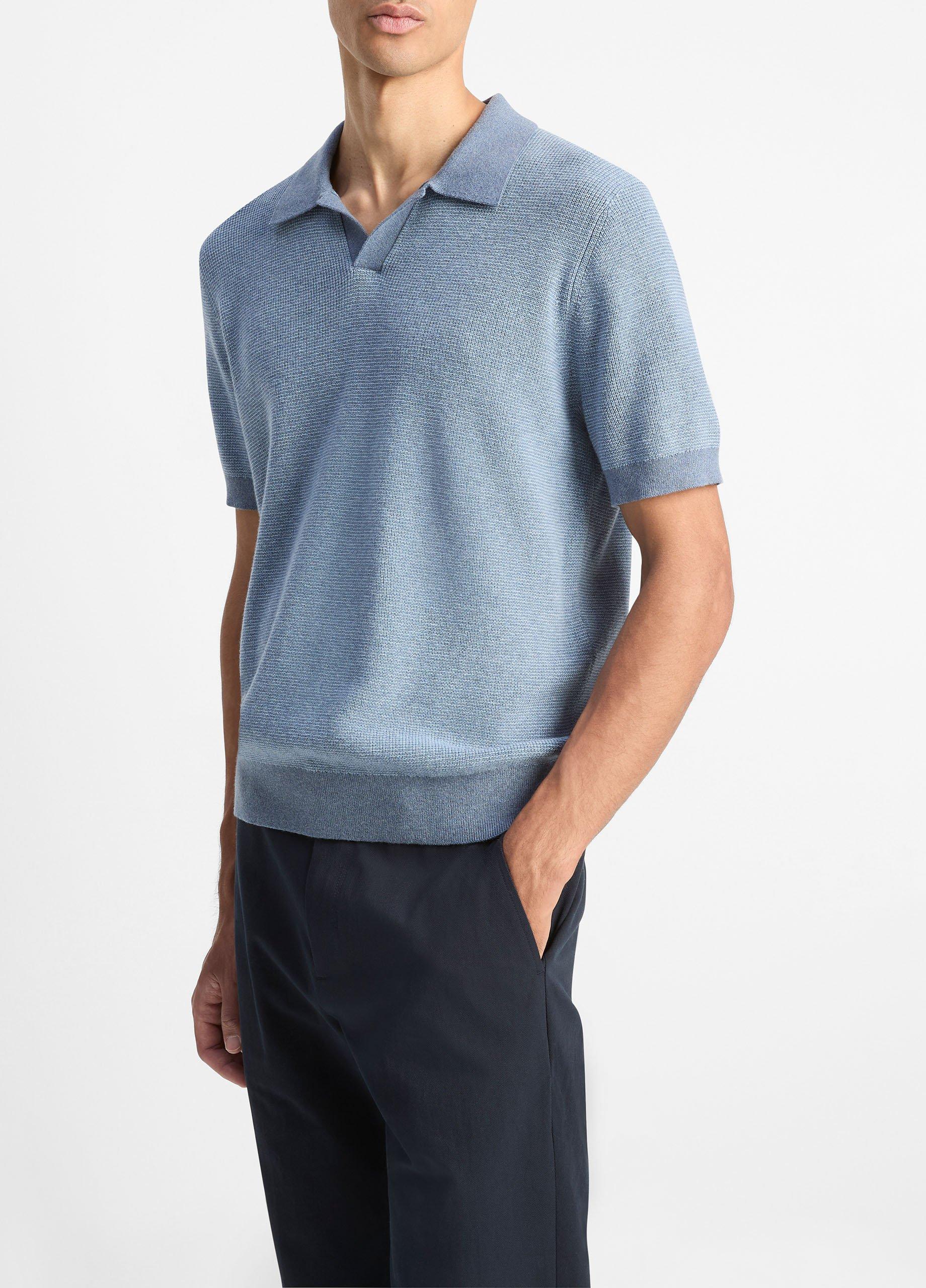 Colorblocked Feed-Stripe Cotton-Cashmere Johnny-Collar Sweater image number 1