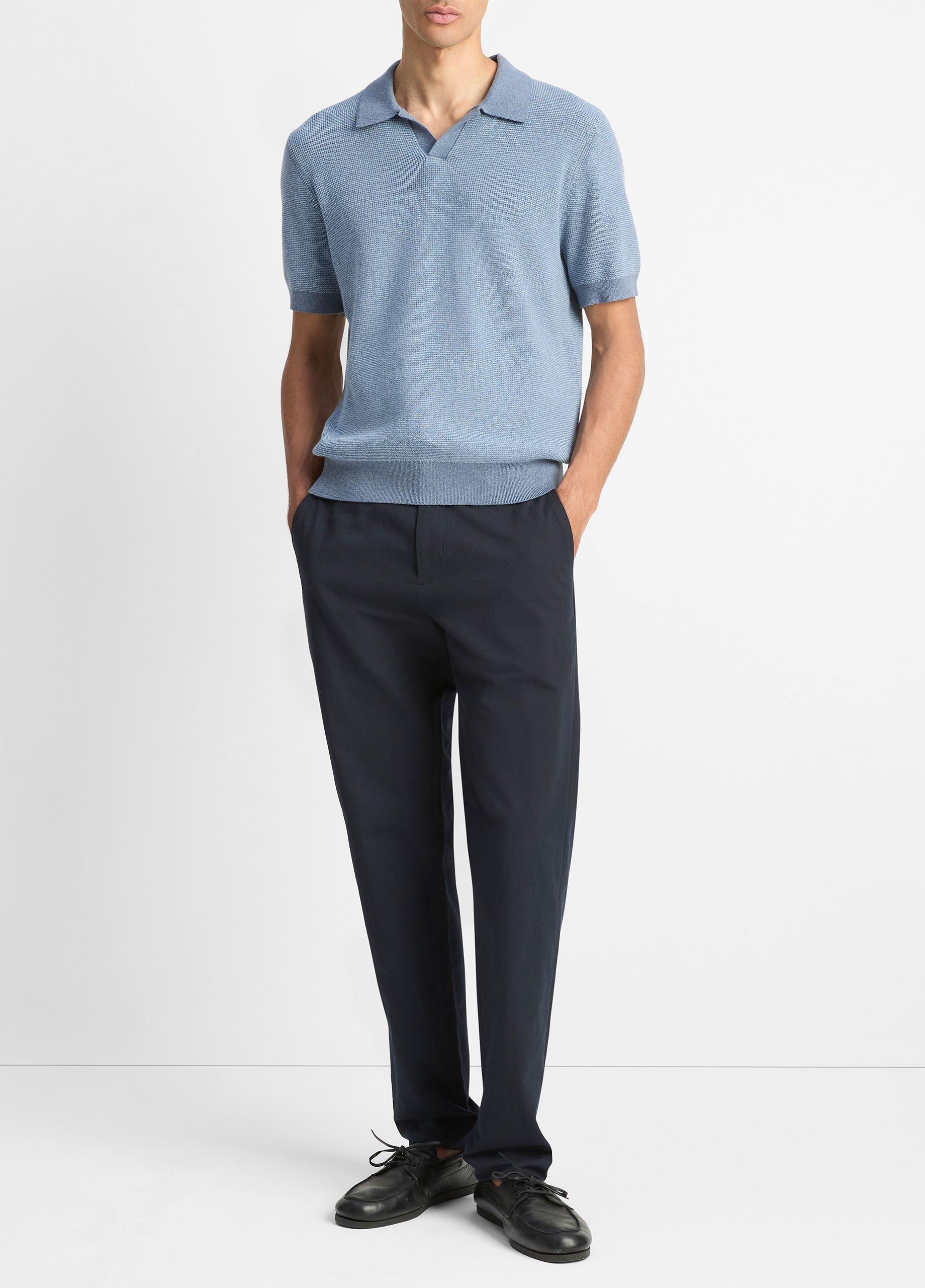 Colorblocked Feed-Stripe Cotton-Cashmere Johnny-Collar Sweater image number 3