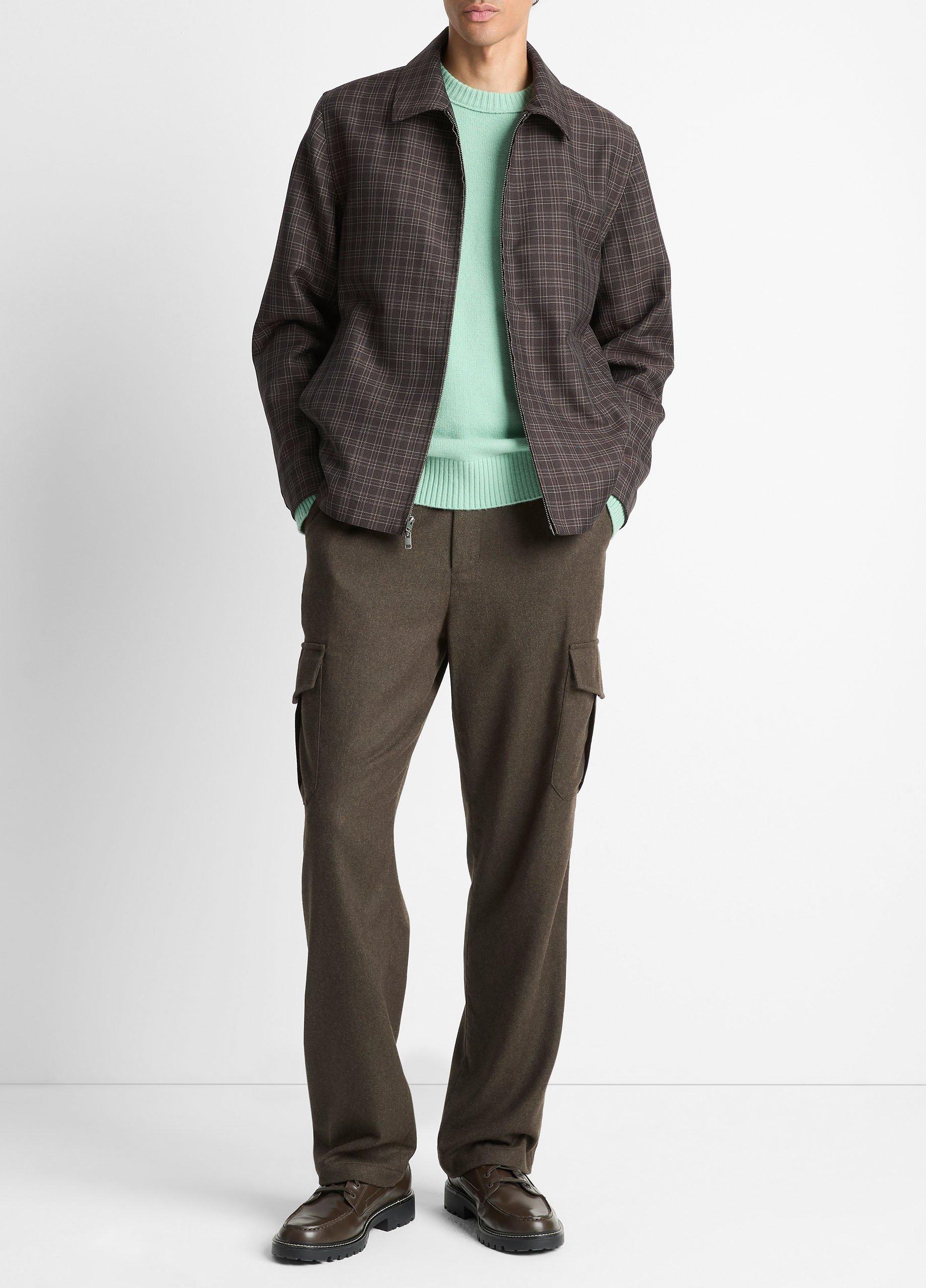 Plaid Wool-Blend Zip Jacket in Jackets | Vince
