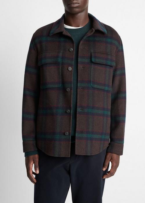 Plaid Splittable Wool-Blend Shirt Jacket