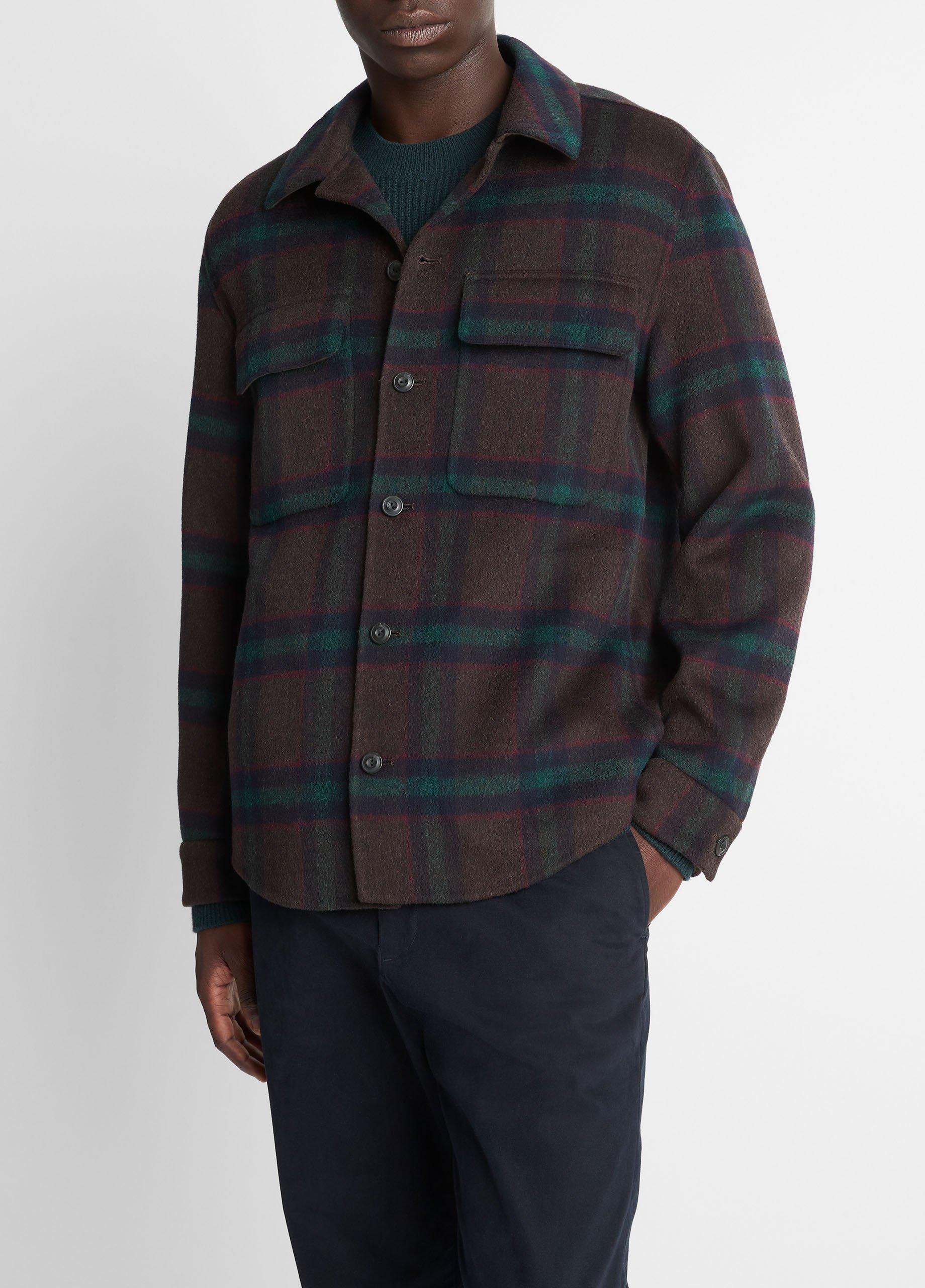 Plaid Splittable Wool-Blend Shirt Jacket image number 1