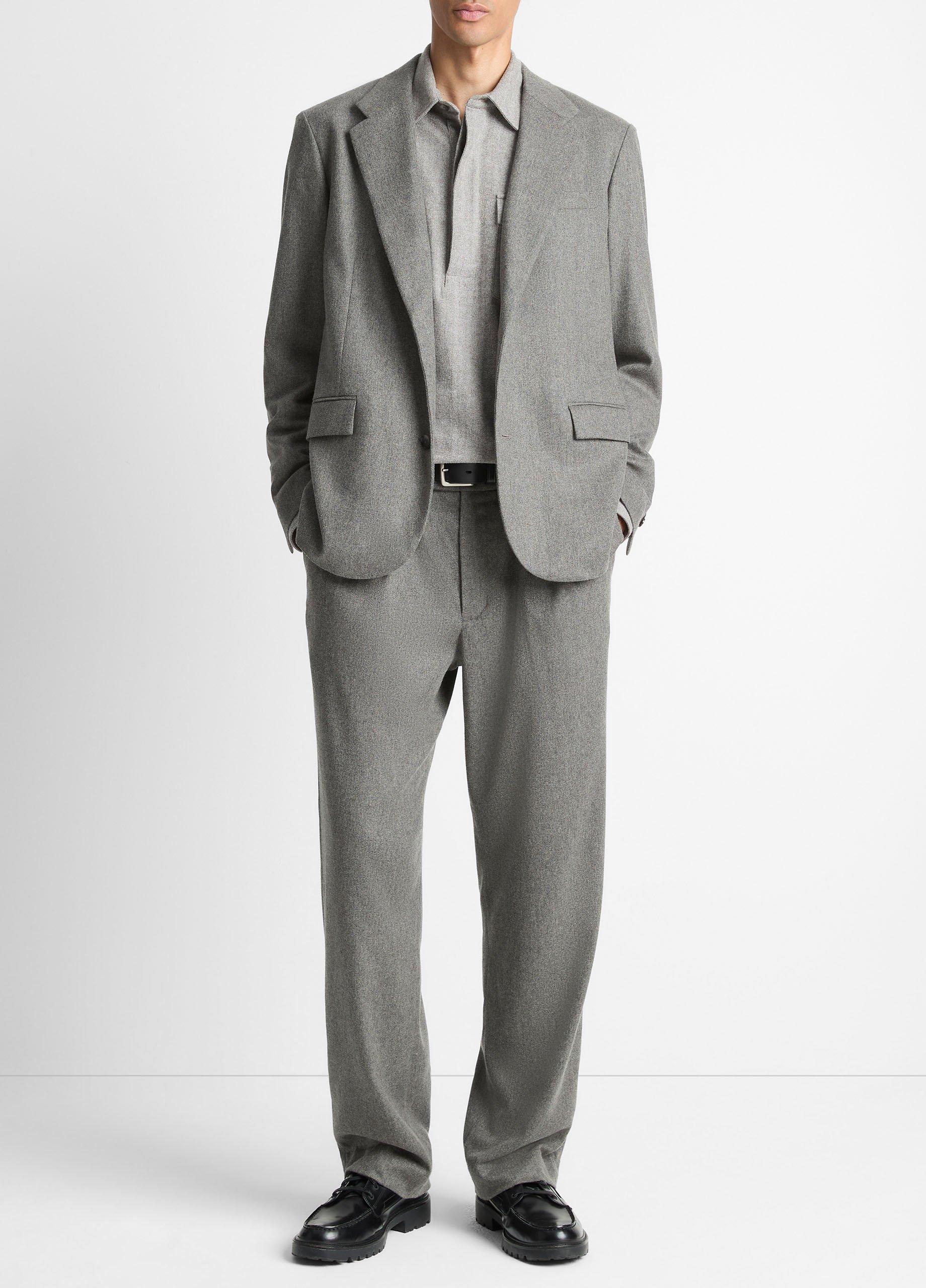 Italian Wool-Blend Flannel Double-Pleated Trouser image number 0