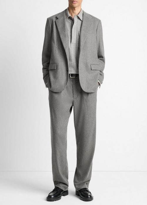 Italian Wool-Blend Flannel Double-Pleated Trouser