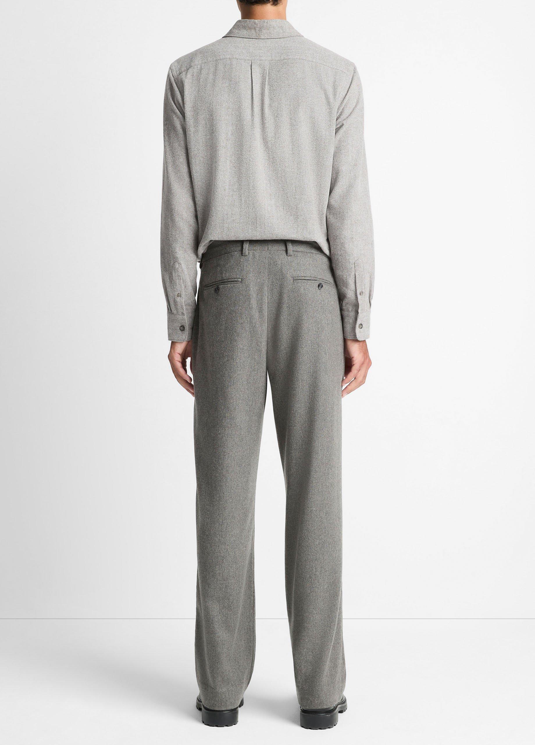 Italian Wool-Blend Flannel Double-Pleated Trouser image number 2