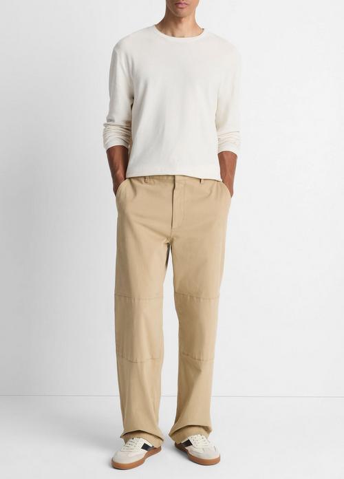 Relaxed Italian Peached Stretch-Cotton Double-Knee Pant