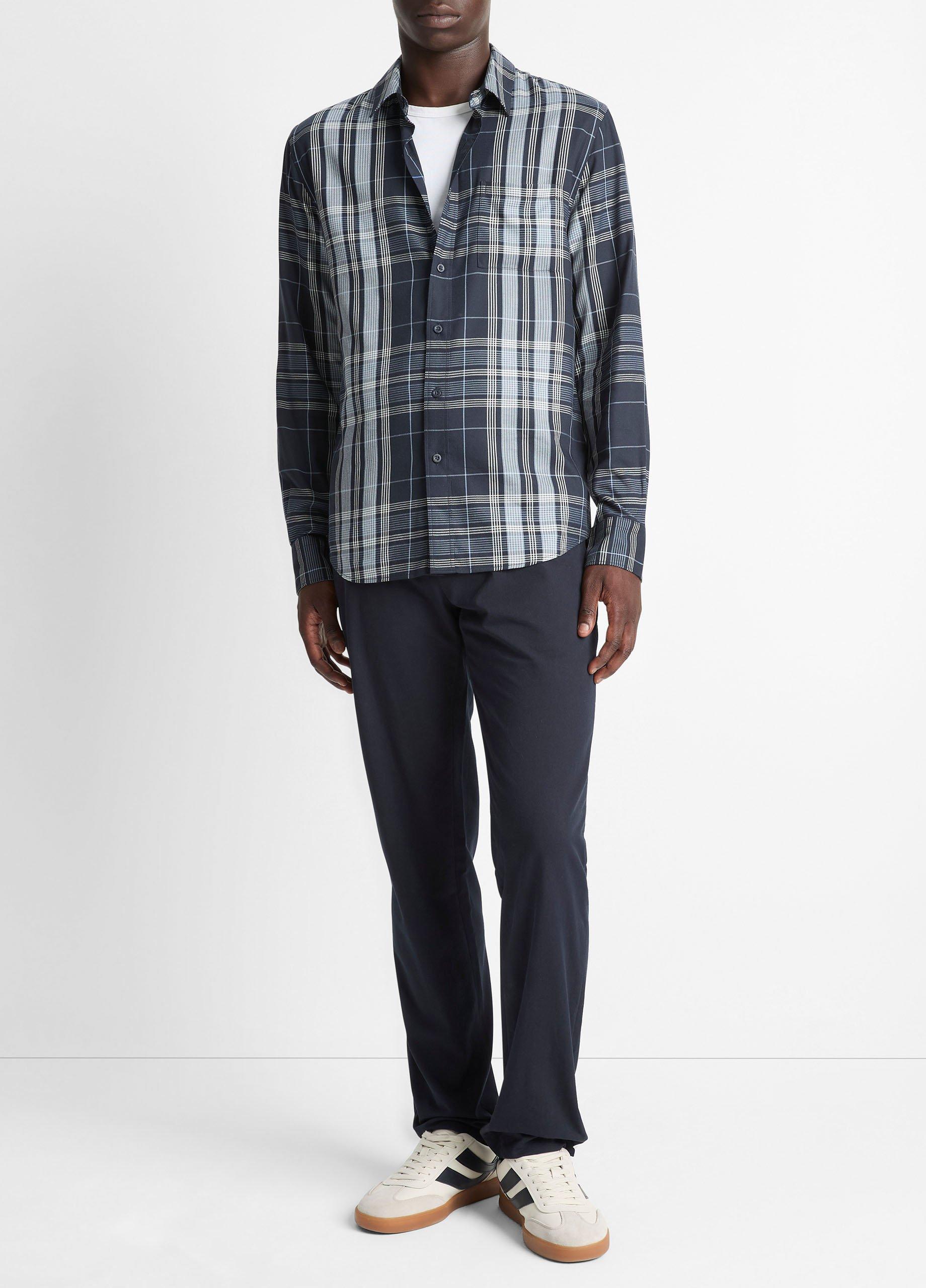 Dunluce Plaid Cotton-Blend Button-Front Shirt image number 3