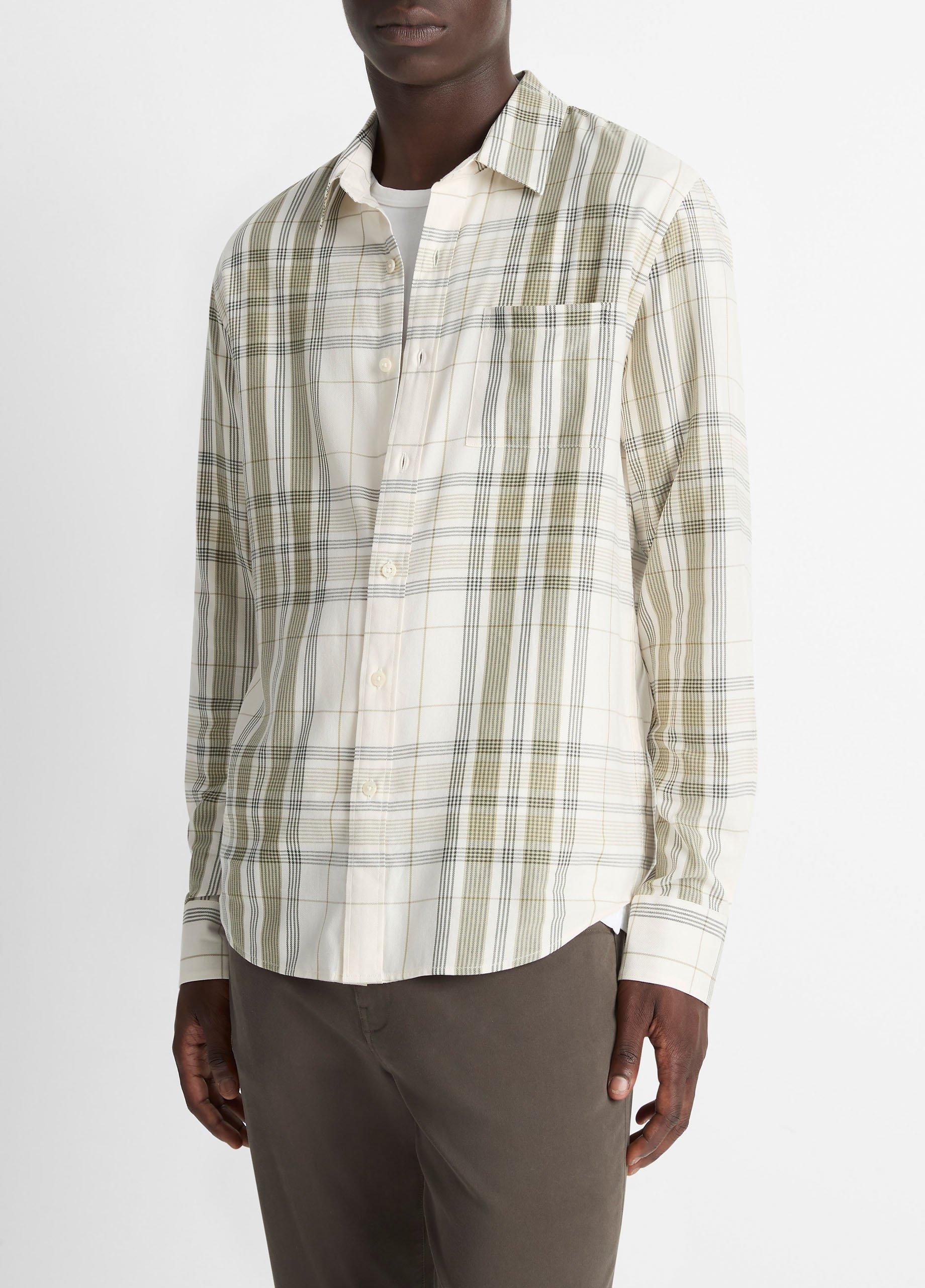Dunluce Plaid Cotton-Blend Button-Front Shirt image number 1