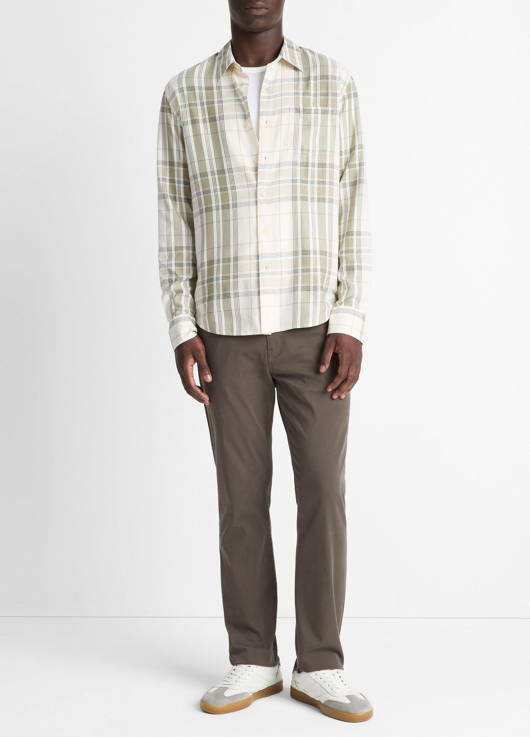 Dunluce Plaid Cotton-Blend Button-Front Shirt image number 3