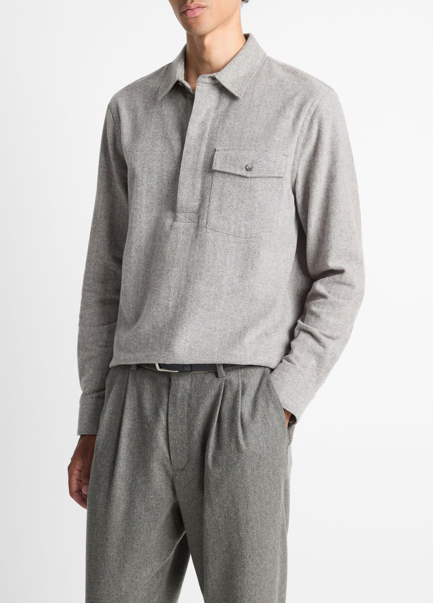 Herringbone Cotton Popover Shirt image number 1