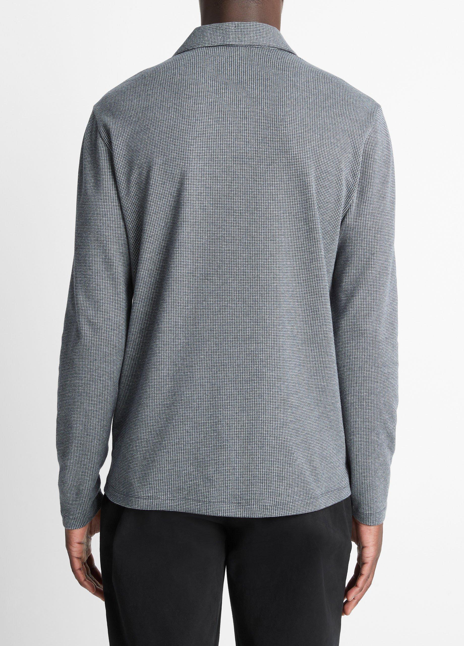 Houndstooth Cotton Johnny-Collar Polo Shirt image number 2