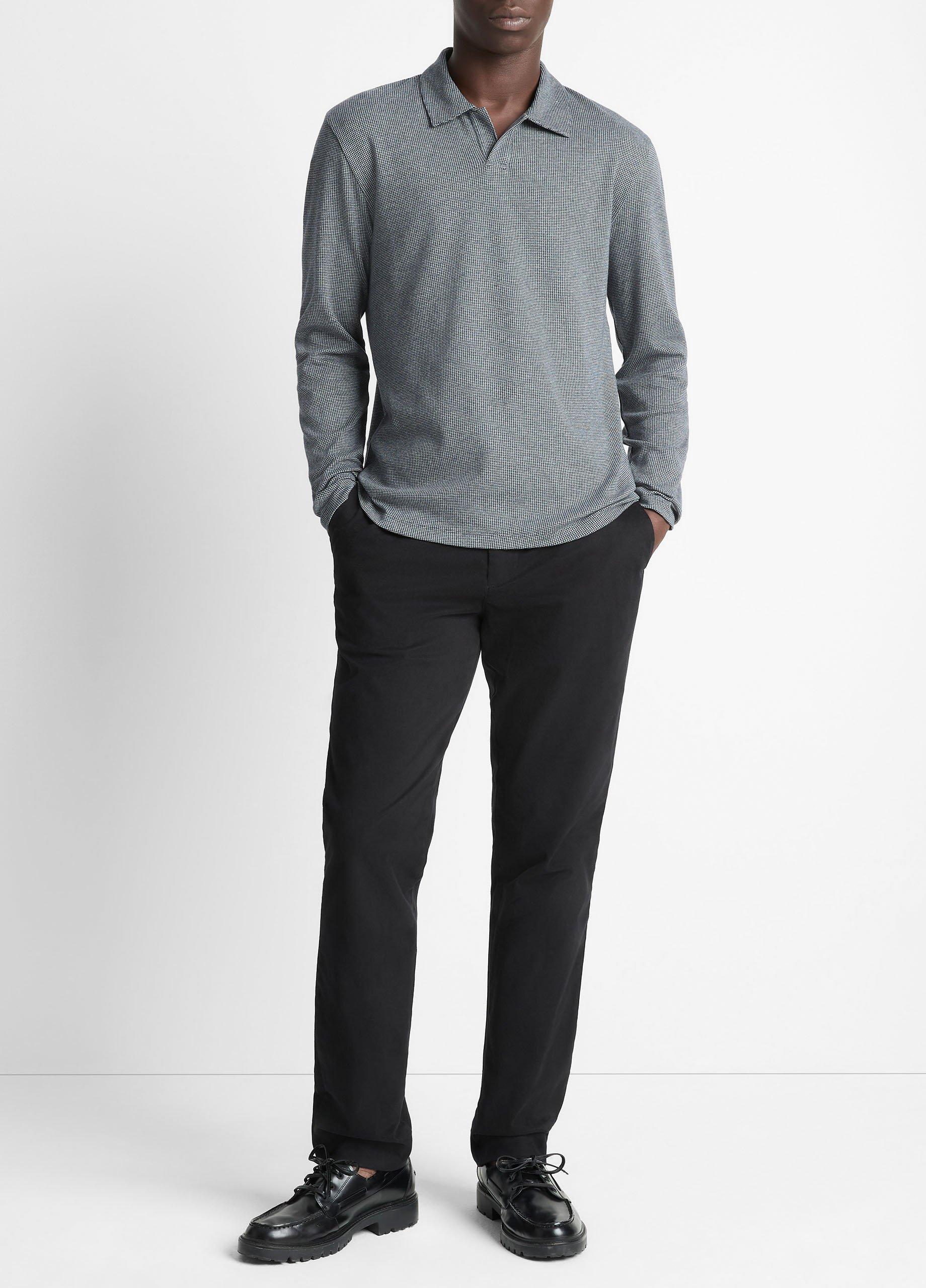 Houndstooth Cotton Johnny-Collar Polo Shirt image number 3