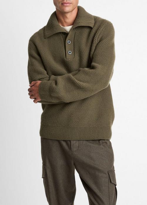 Honeycomb Wool Mock-Neck Sweater