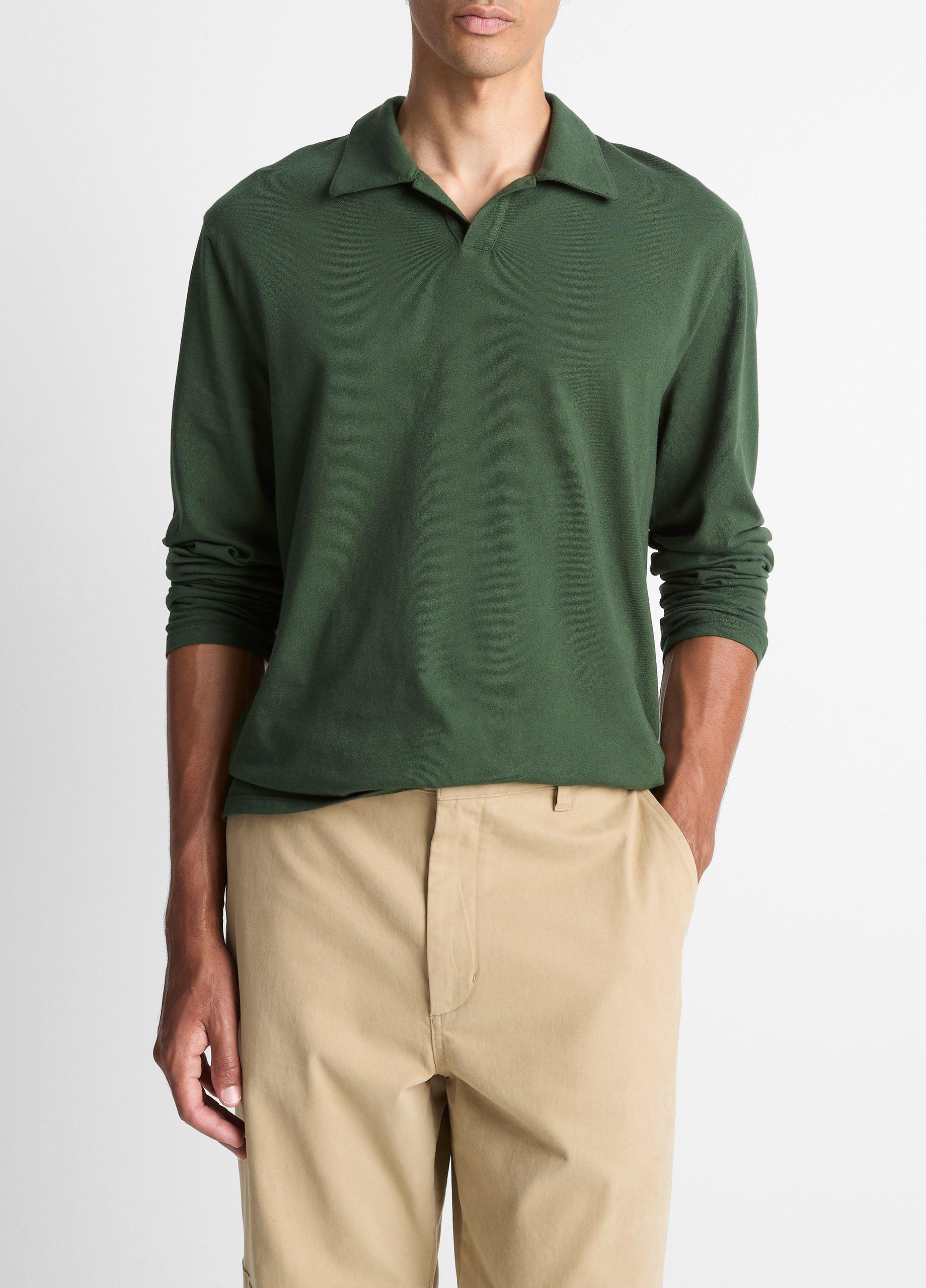 Garment Dye Cotton Johnny-Collar Polo Shirt image number 0