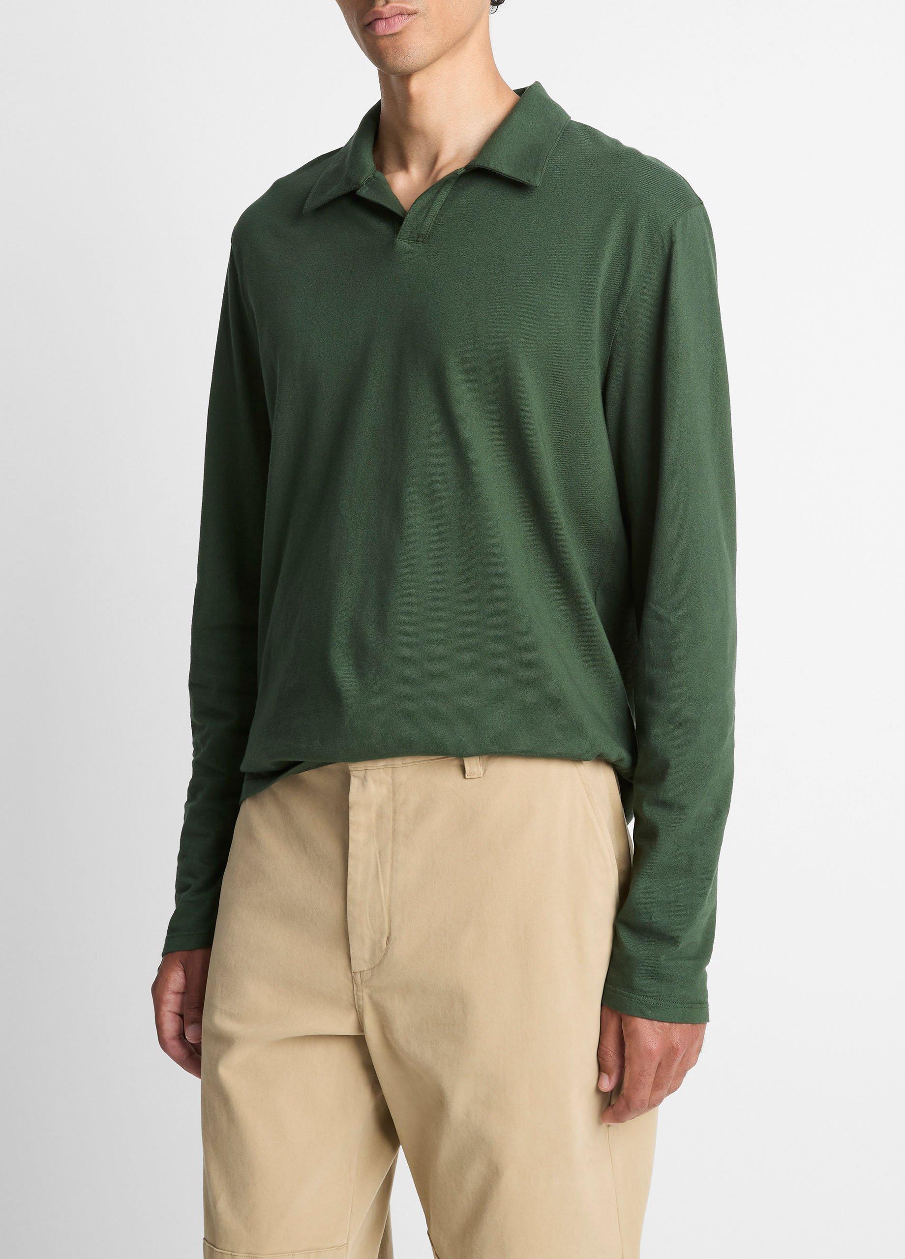 Garment Dye Cotton Johnny-Collar Polo Shirt image number 1