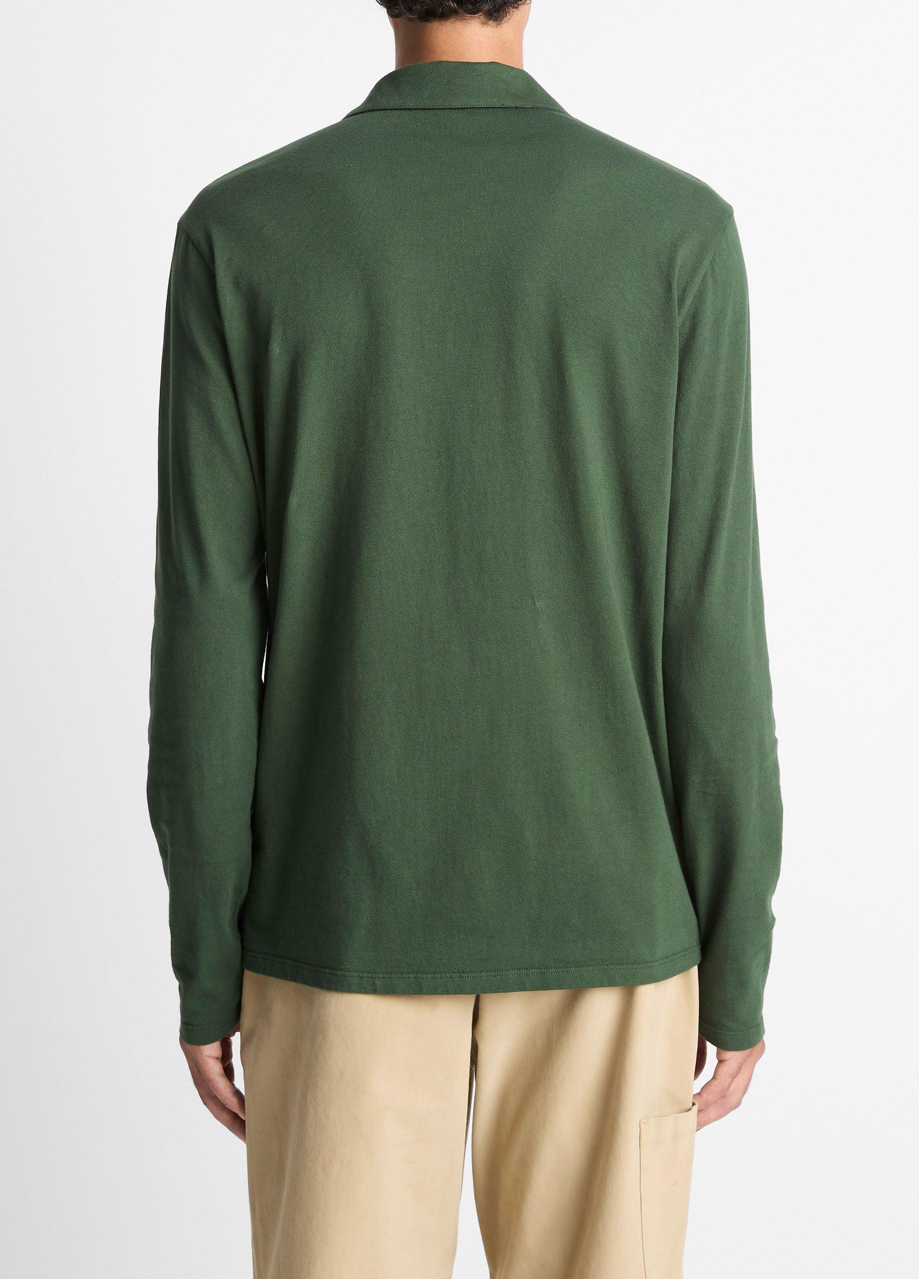 Garment Dye Cotton Johnny-Collar Polo Shirt image number 2