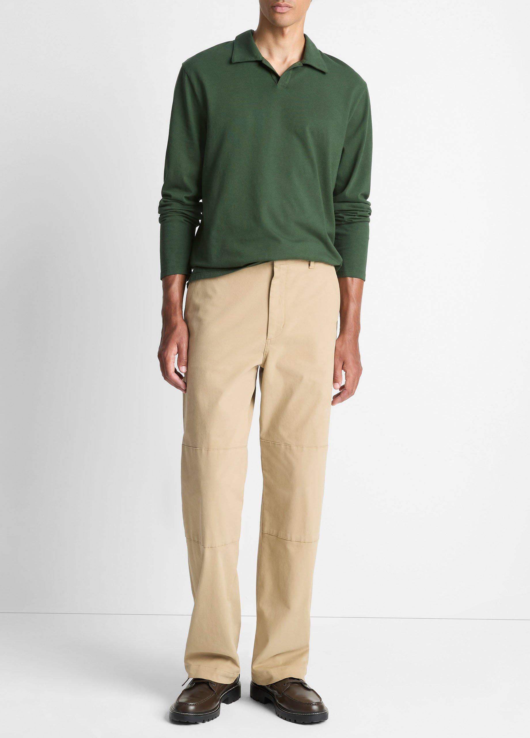 Garment Dye Cotton Johnny-Collar Polo Shirt image number 3