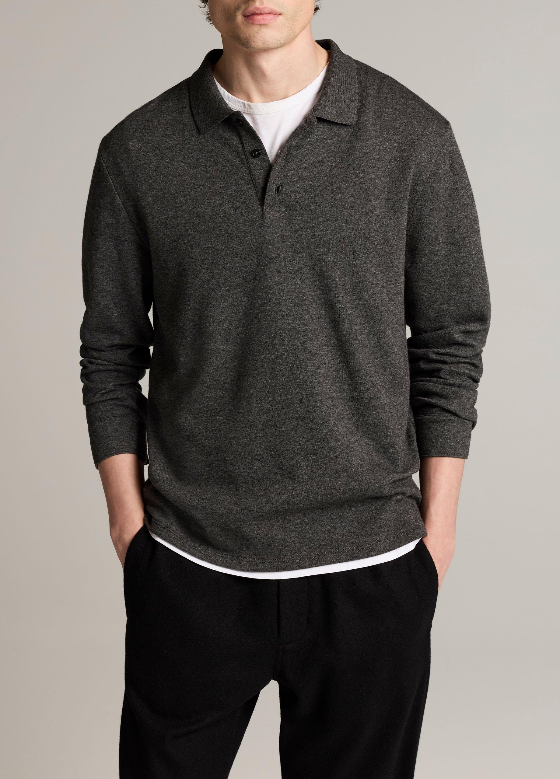 Heathered Double-Face Cotton-Blend Polo Shirt image number 0