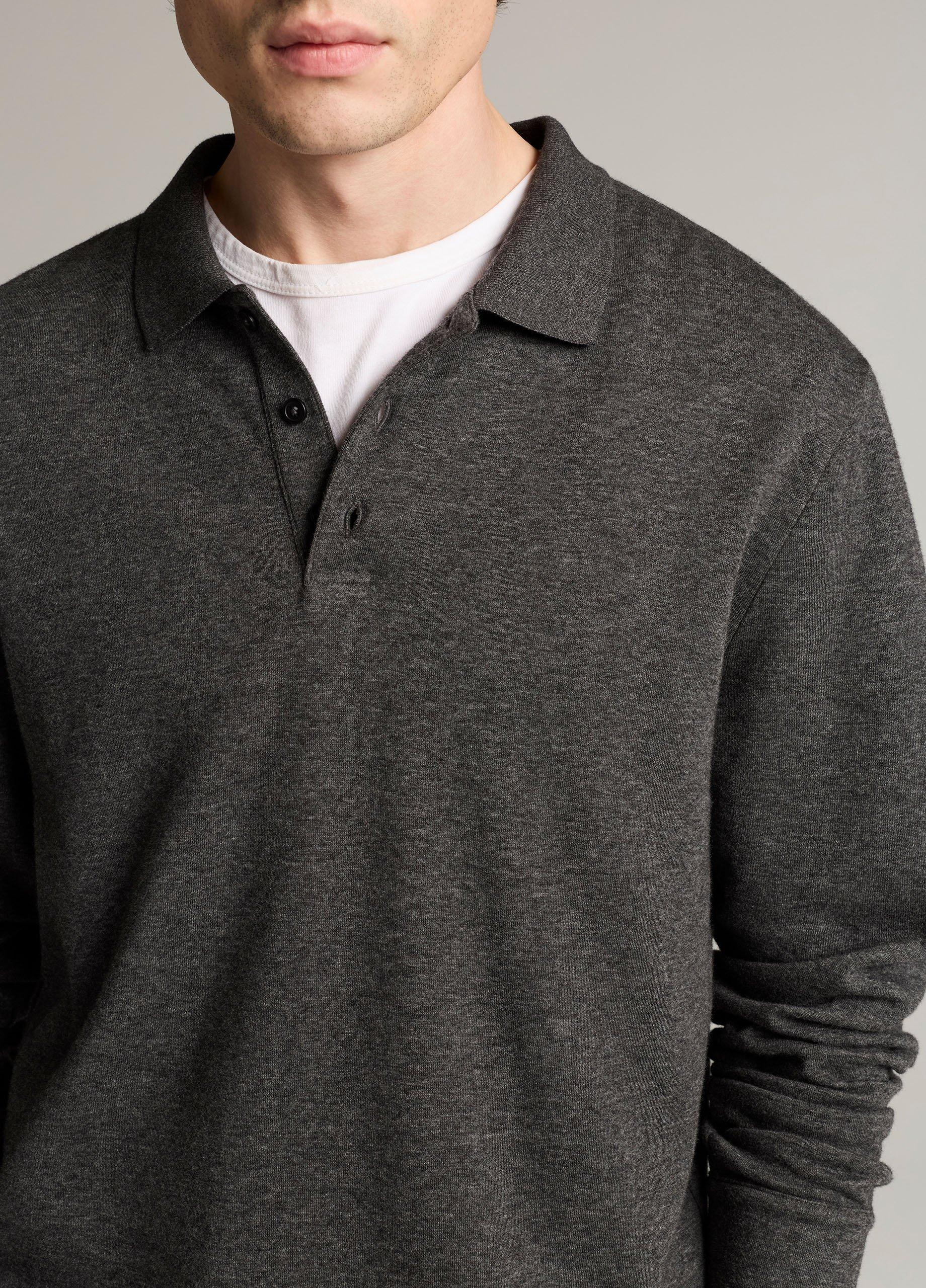 Heathered Double-Face Cotton-Blend Polo Shirt image number 1