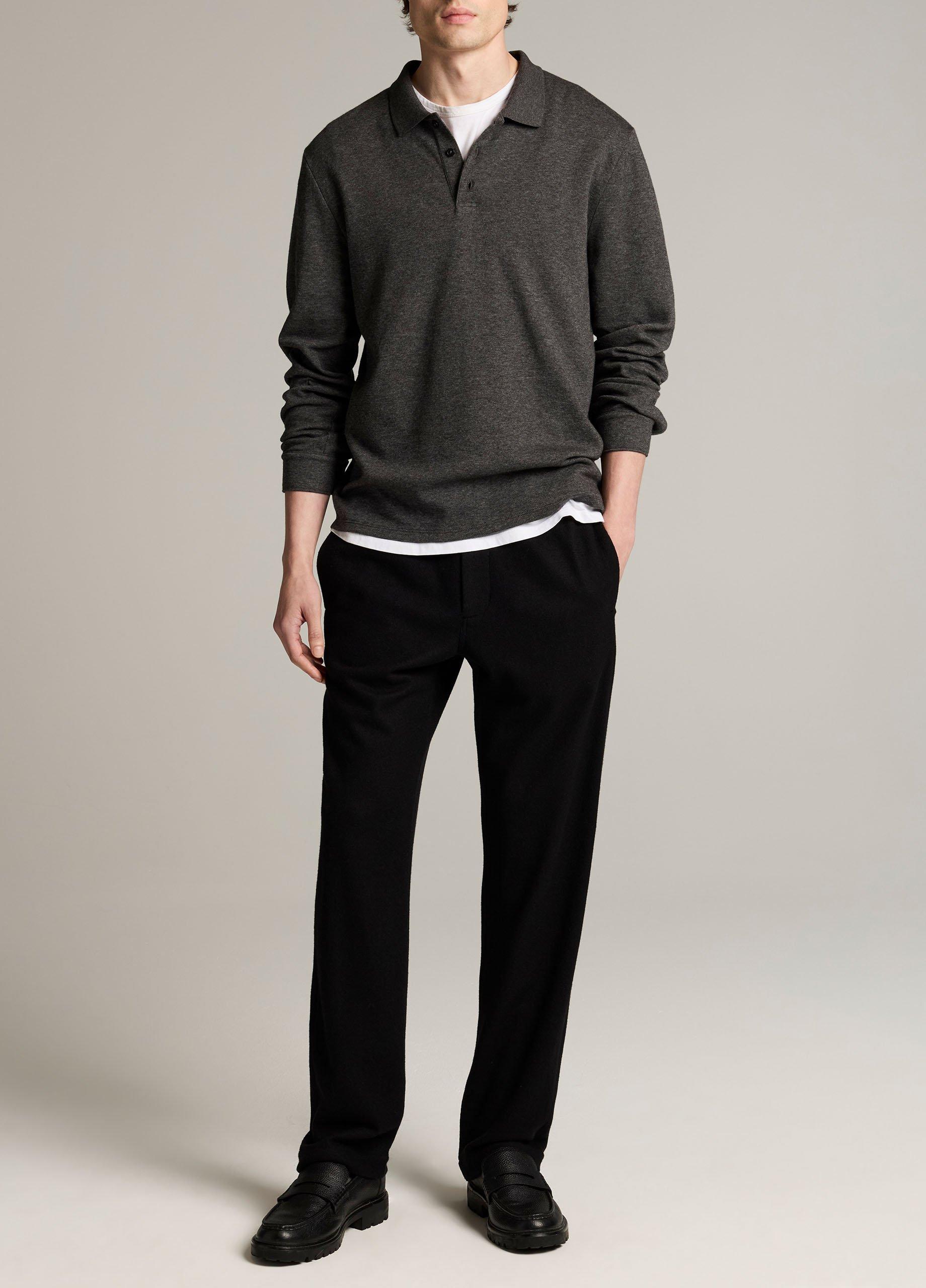 Heathered Double-Face Cotton-Blend Polo Shirt image number 3