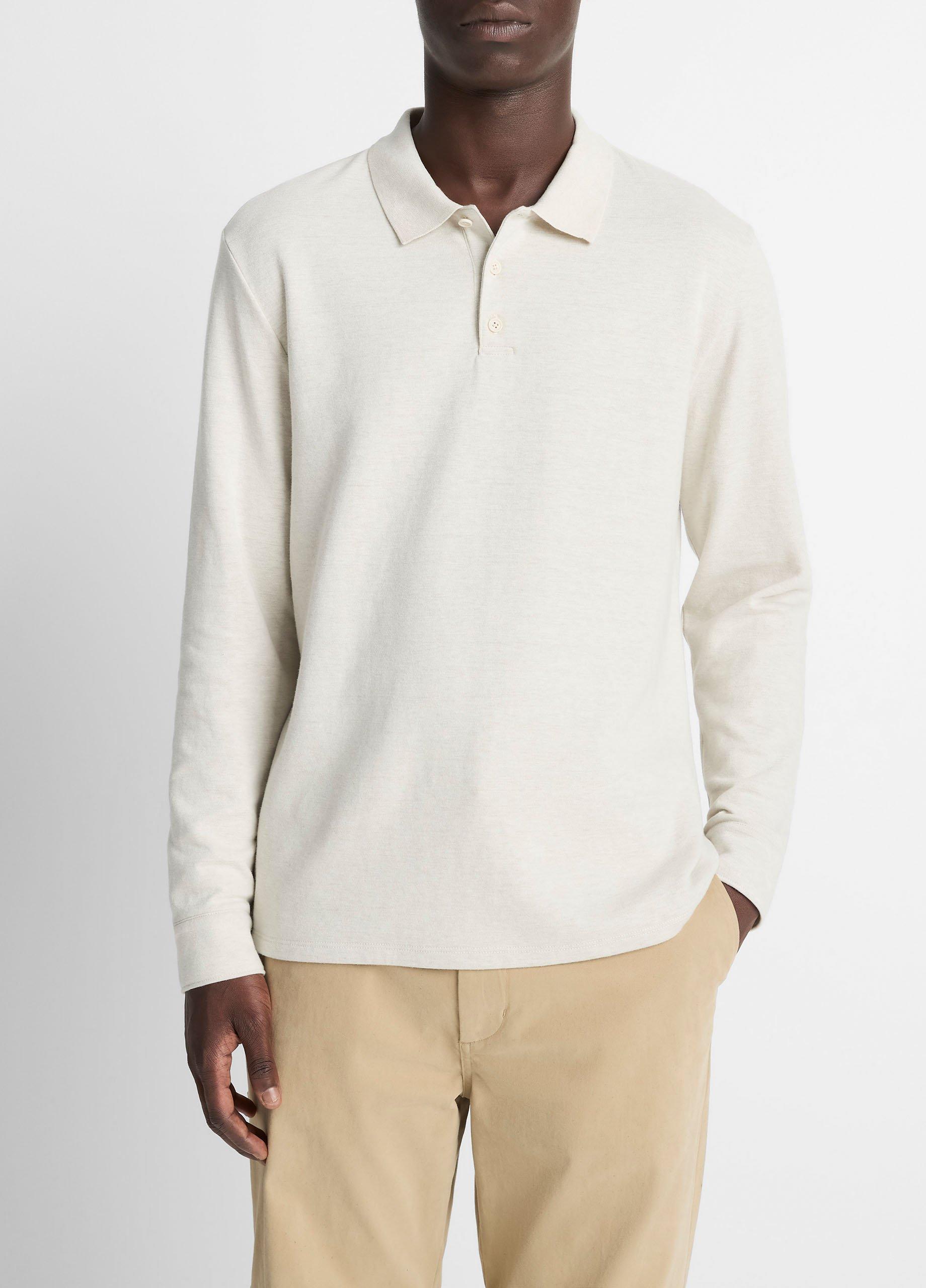 Heathered Double-Face Cotton-Blend Polo Shirt image number 0