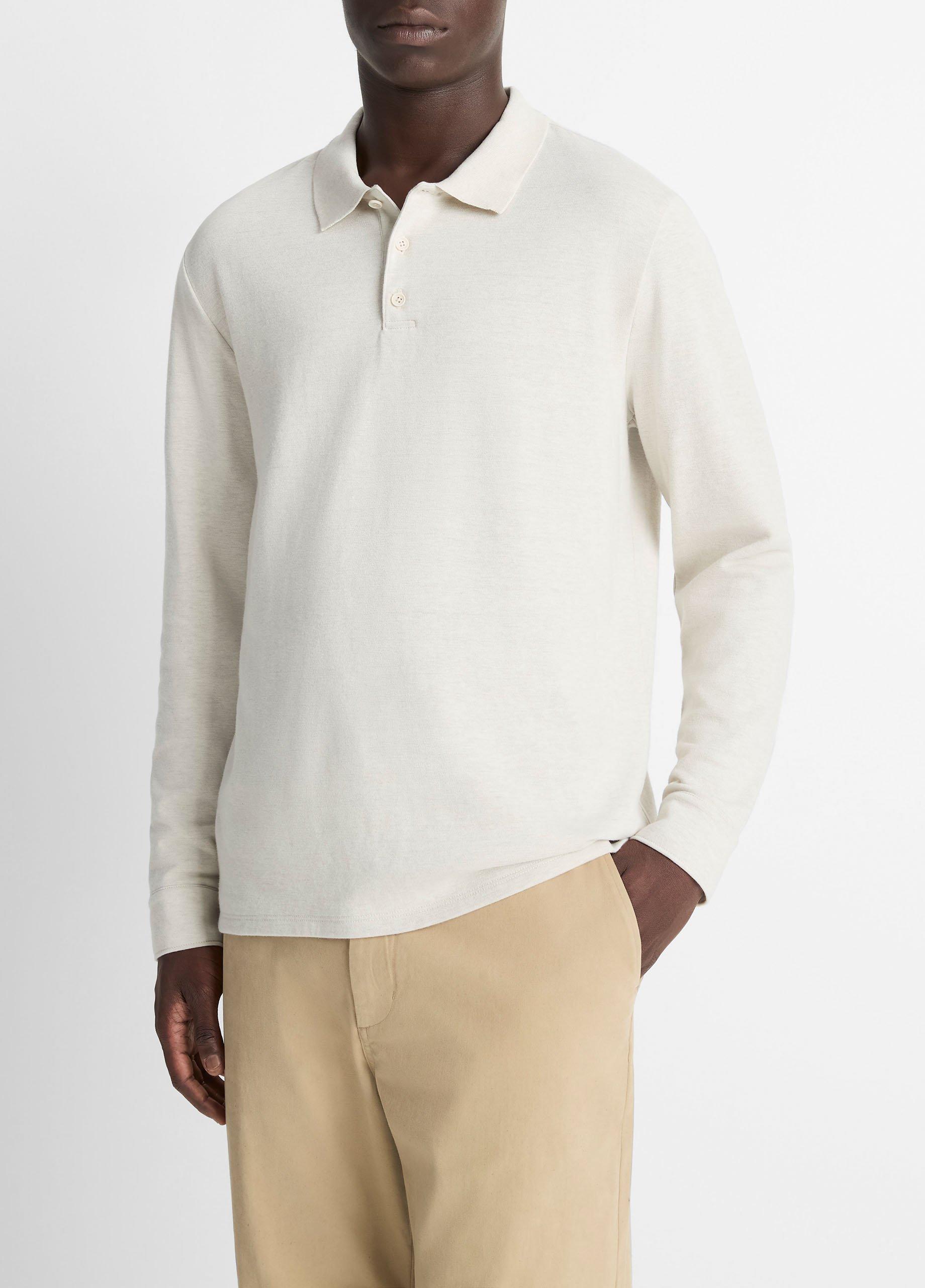 Heathered Double-Face Cotton-Blend Polo Shirt image number 1