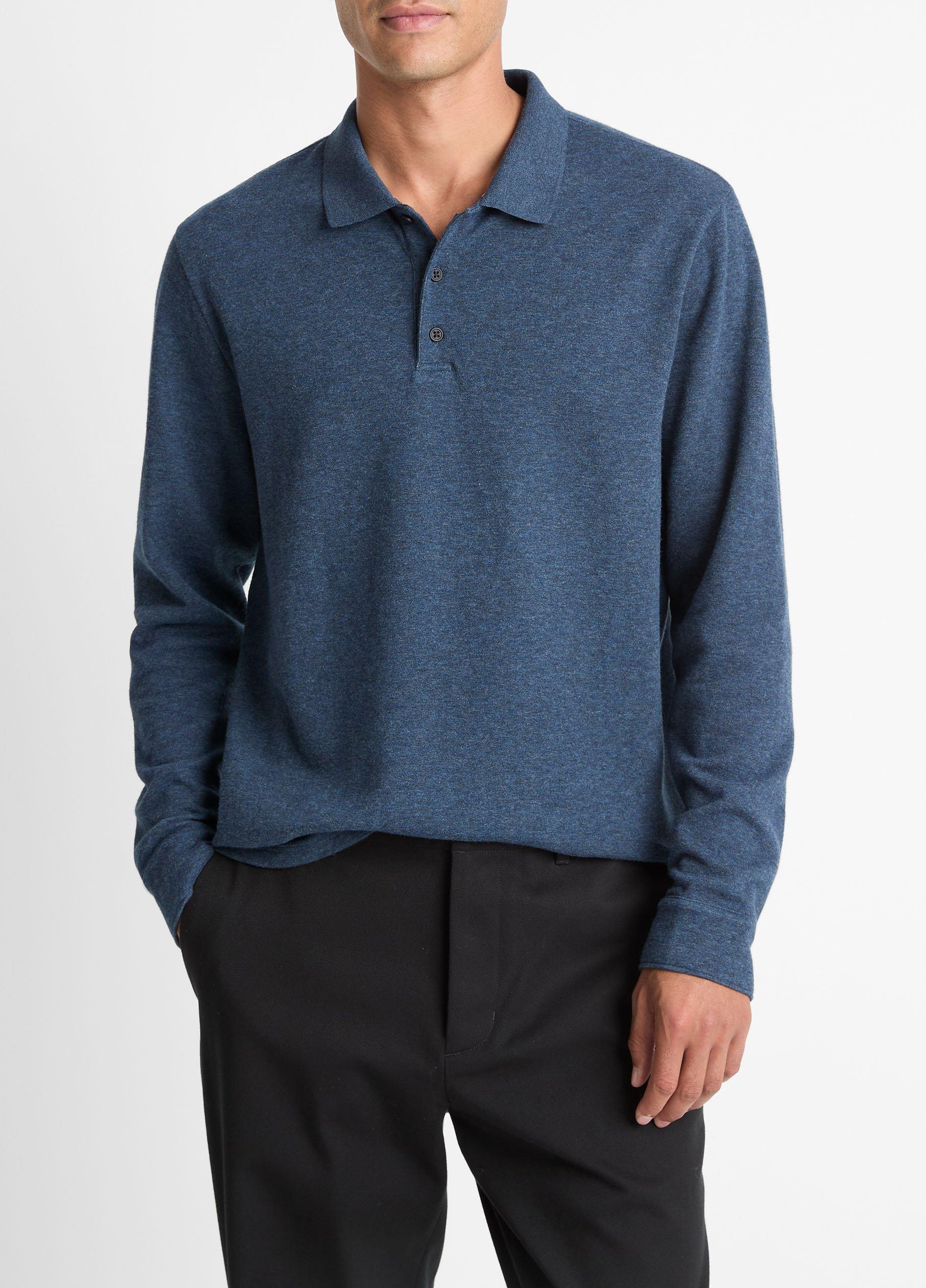 Heathered Double-Face Cotton-Blend Polo Shirt image number 0