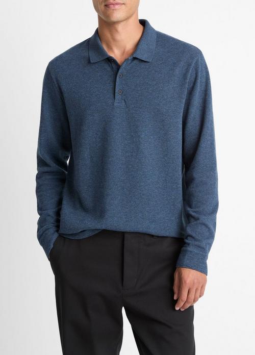 Heathered Double-Face Cotton-Blend Polo Shirt