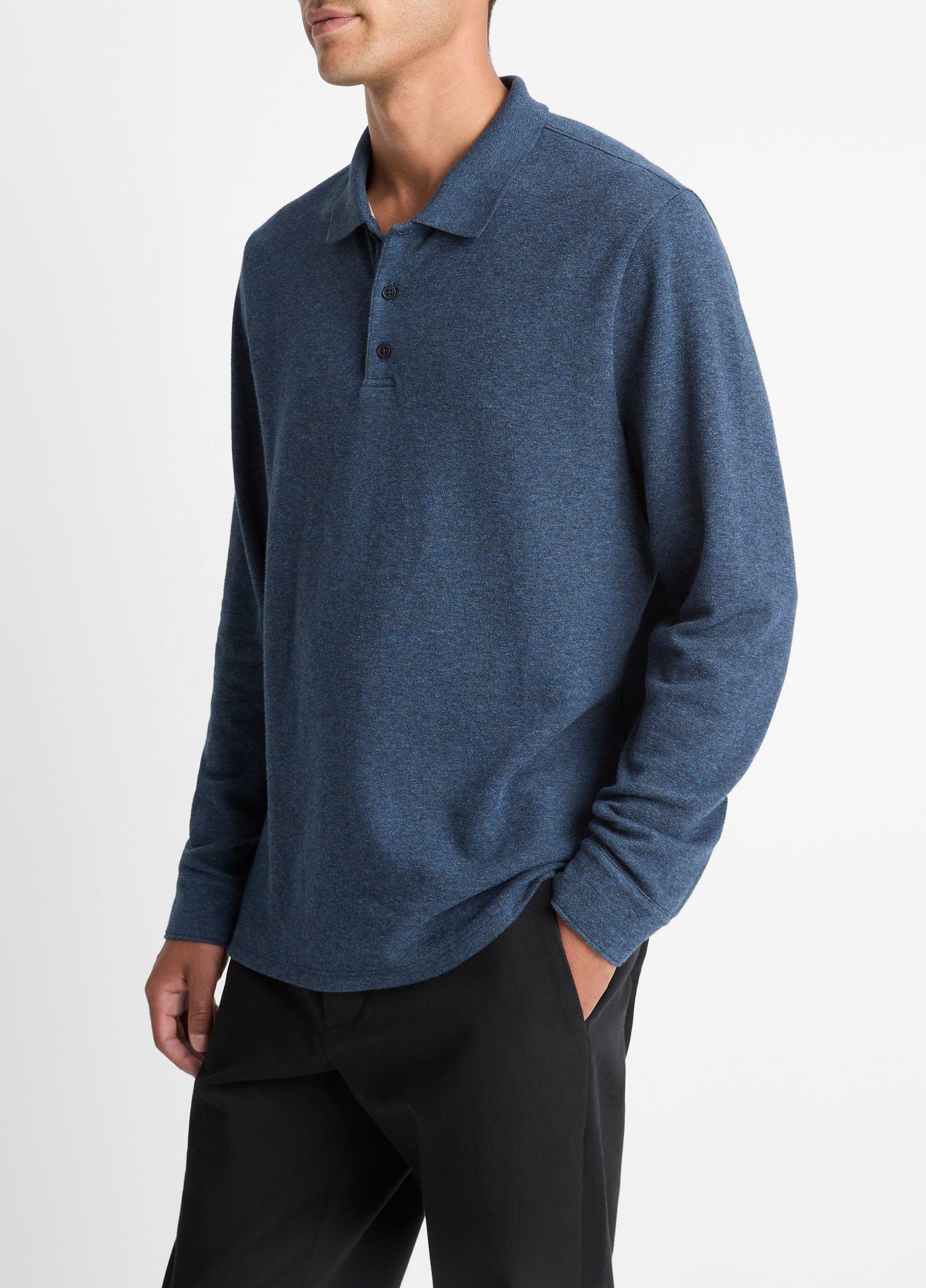 Heathered Double-Face Cotton-Blend Polo Shirt image number 1