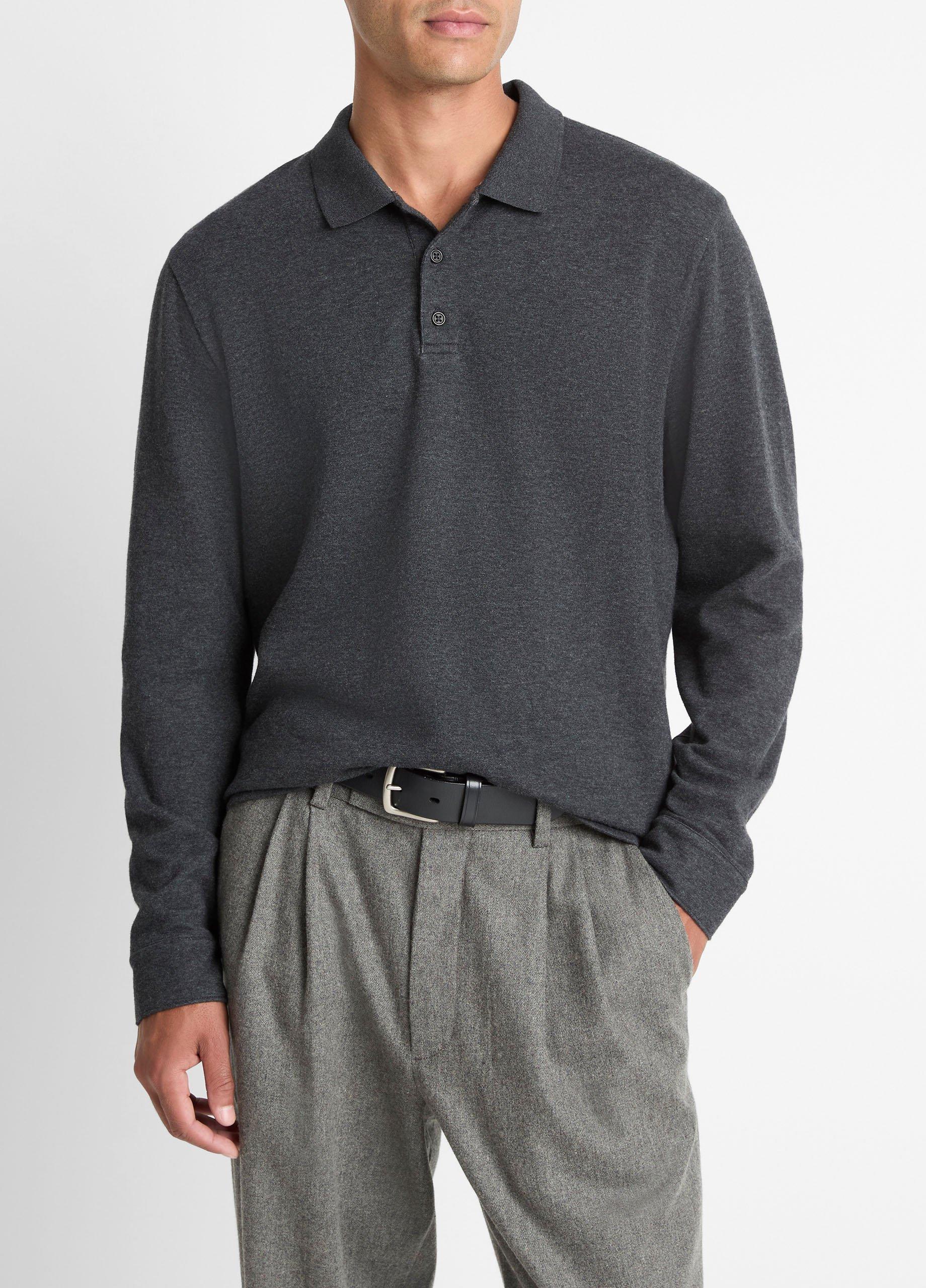 Heathered Double-Face Cotton-Blend Polo Shirt image number 0