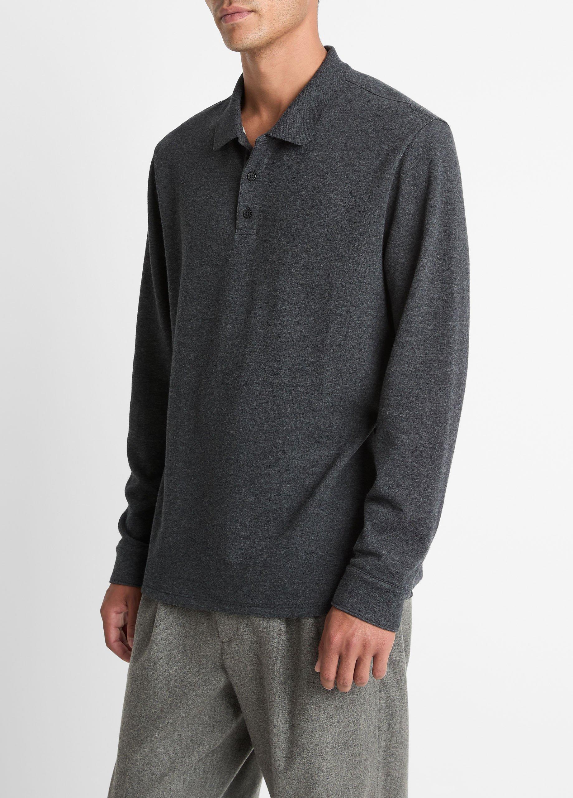 Heathered Double-Face Cotton-Blend Polo Shirt image number 1