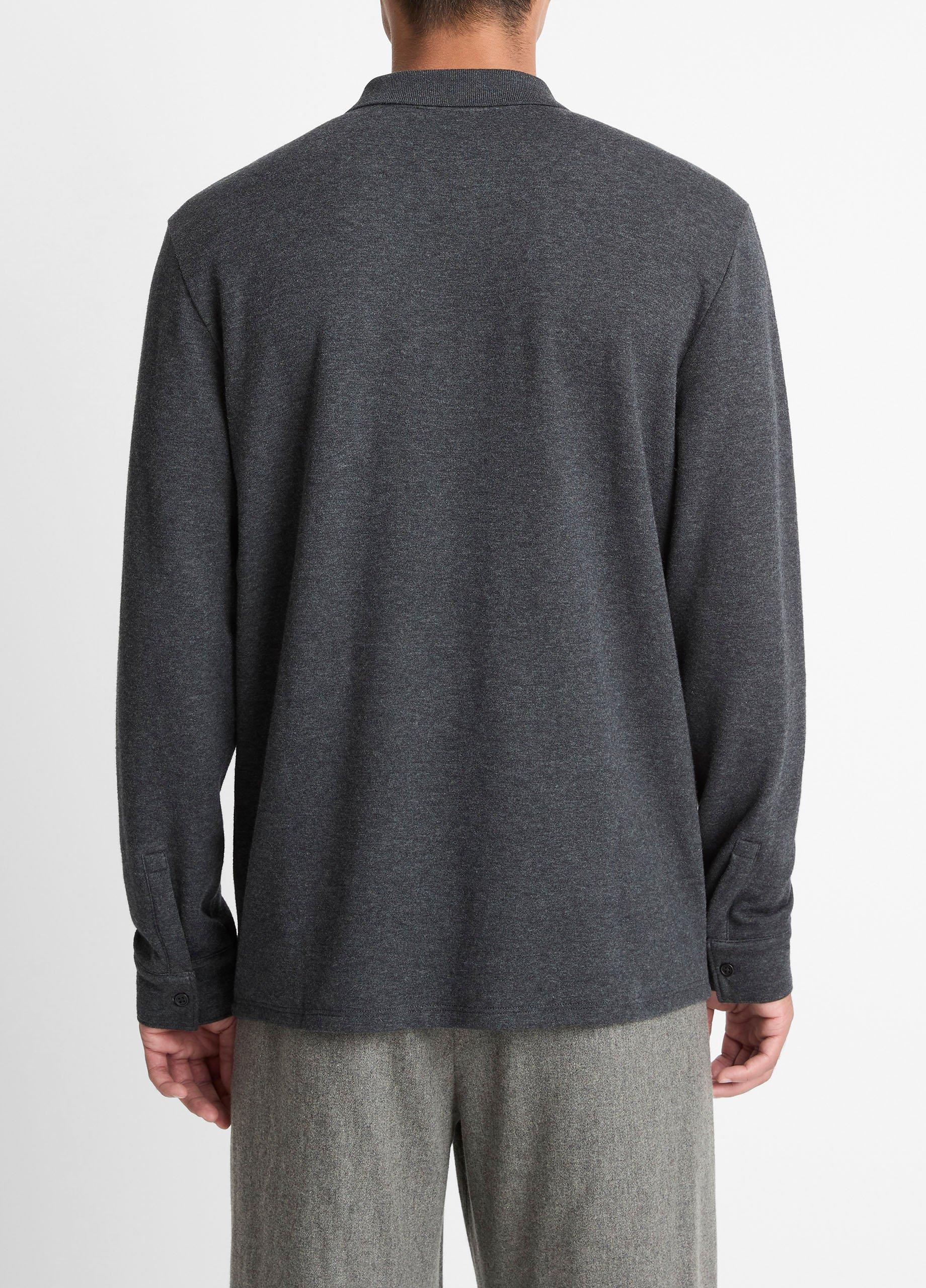 Heathered Double-Face Cotton-Blend Polo Shirt image number 2