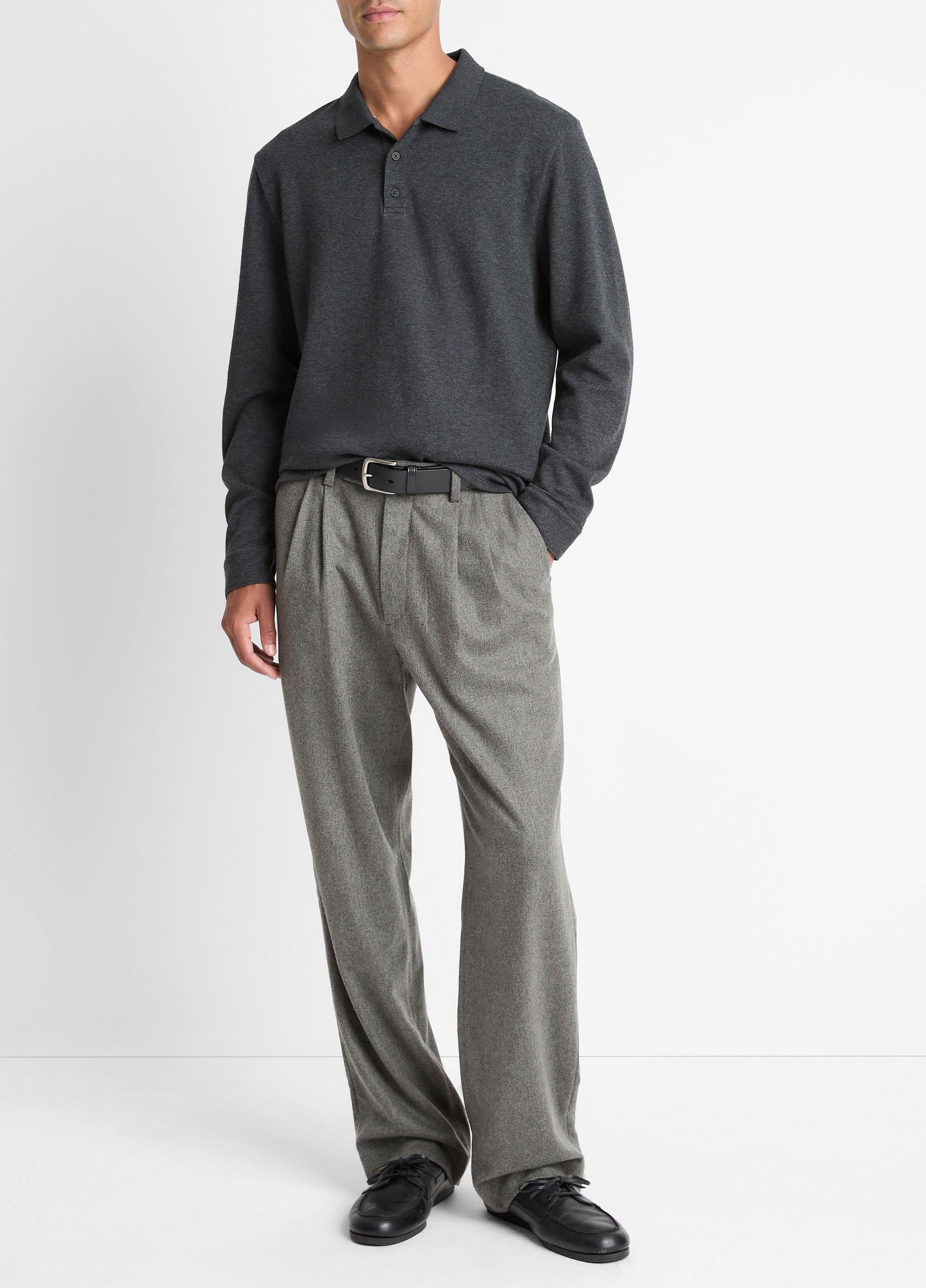 Heathered Double-Face Cotton-Blend Polo Shirt image number 3